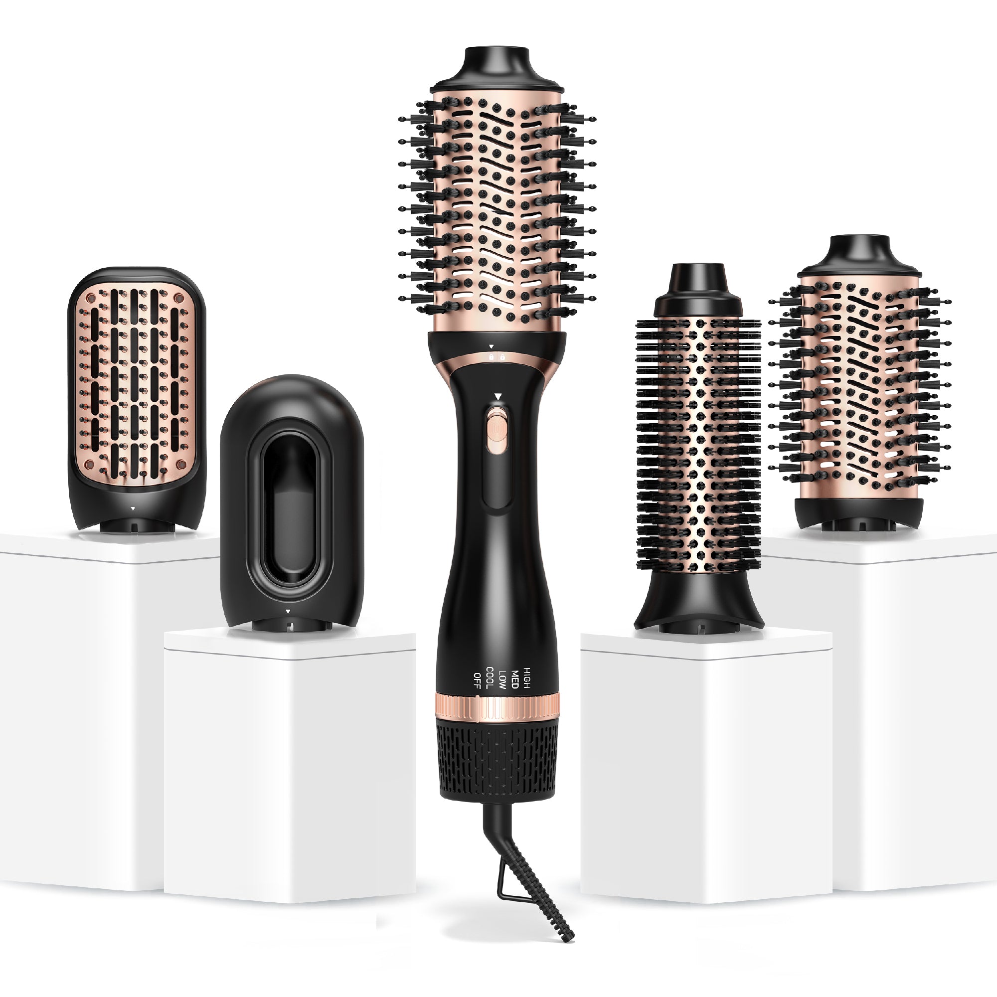 NICEBAY Hair Dryer Brush, Black Blow Dryer Brush, Curly, Dry, Oval Hot Air Brush