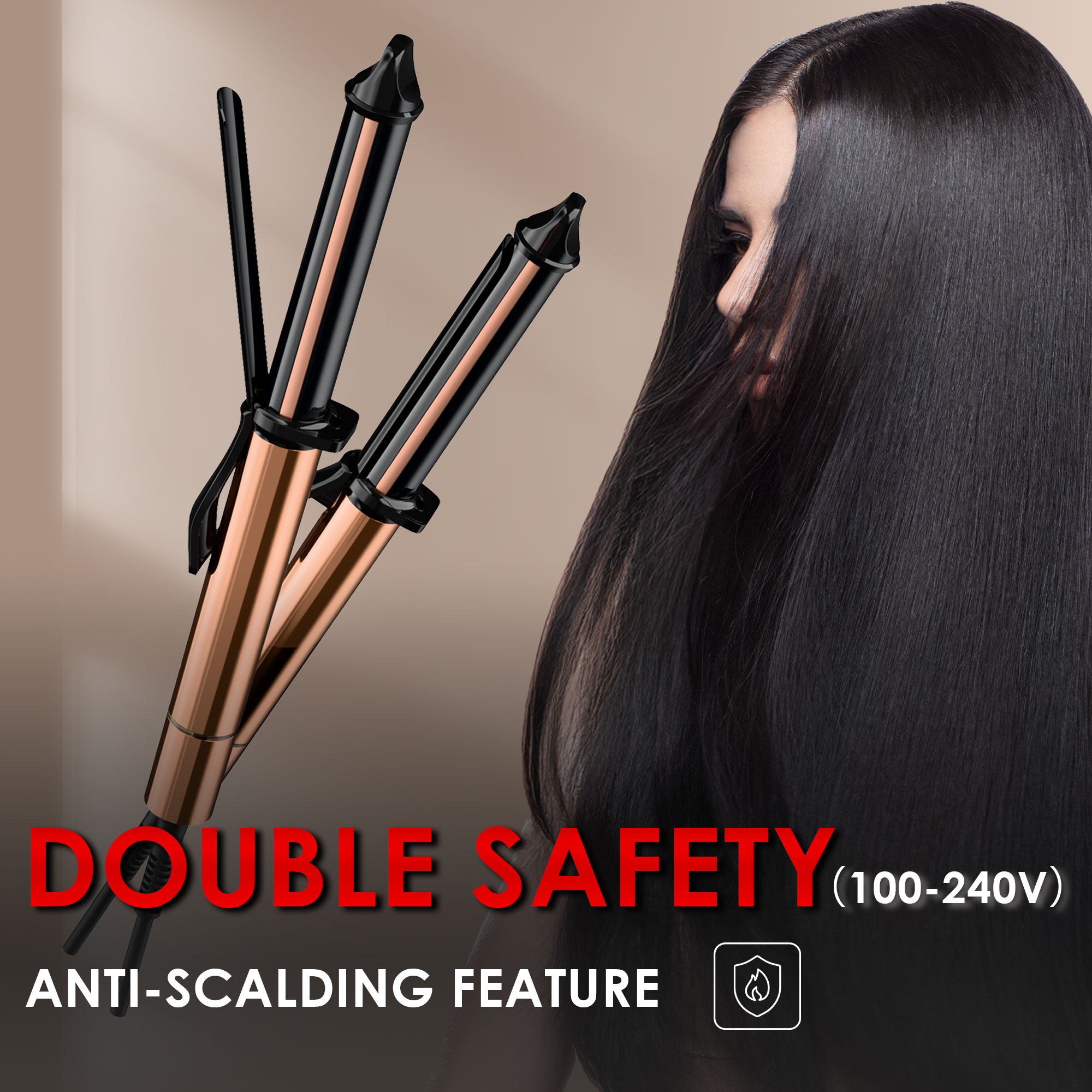 NICEBAY Hair Curling Wand, Curling Iron Professional Ceramic, Hair Curler Wand, Dual Voltage