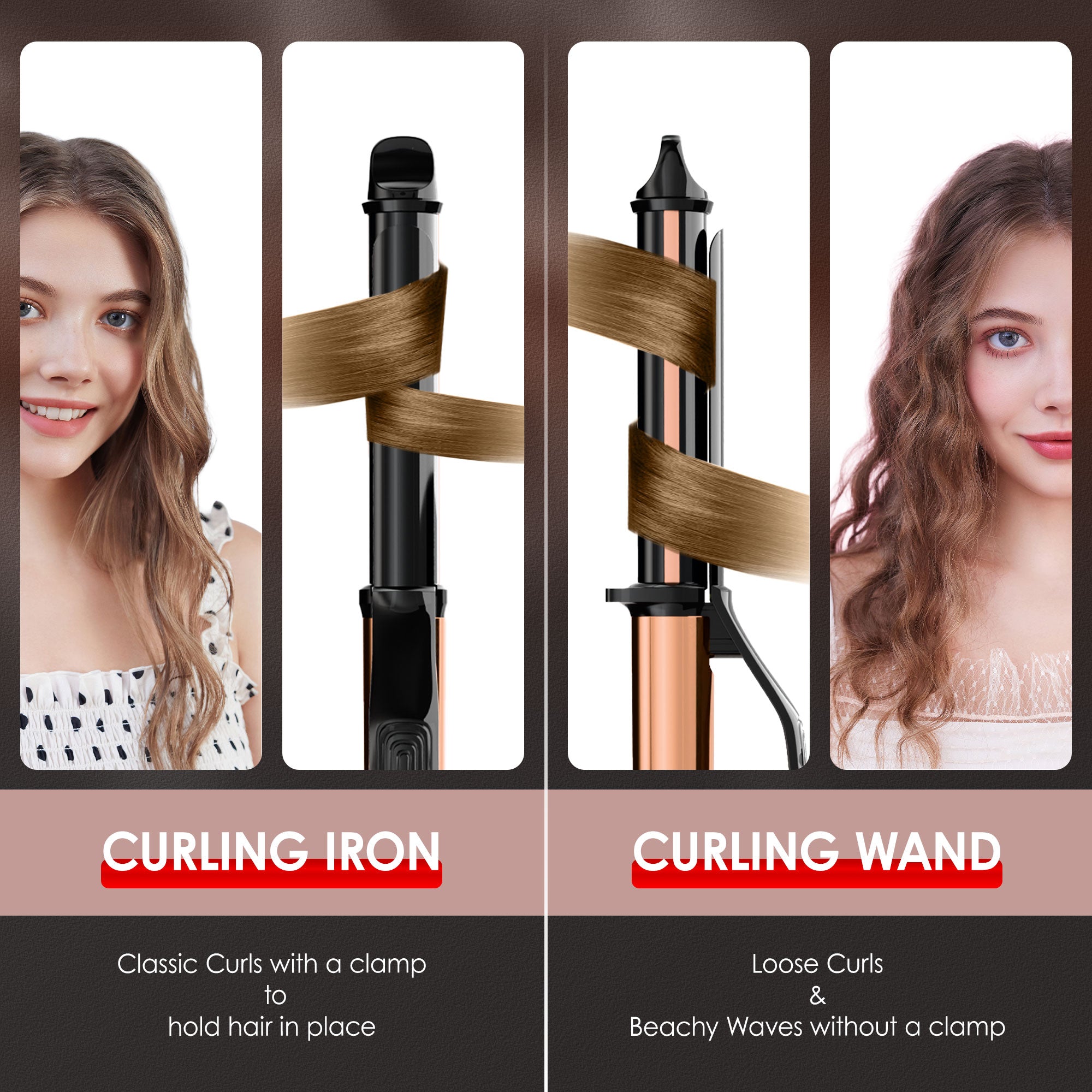 NICEBAY Hair Curling Wand, Curling Iron Professional Ceramic, Hair Curler Wand, Dual Voltage