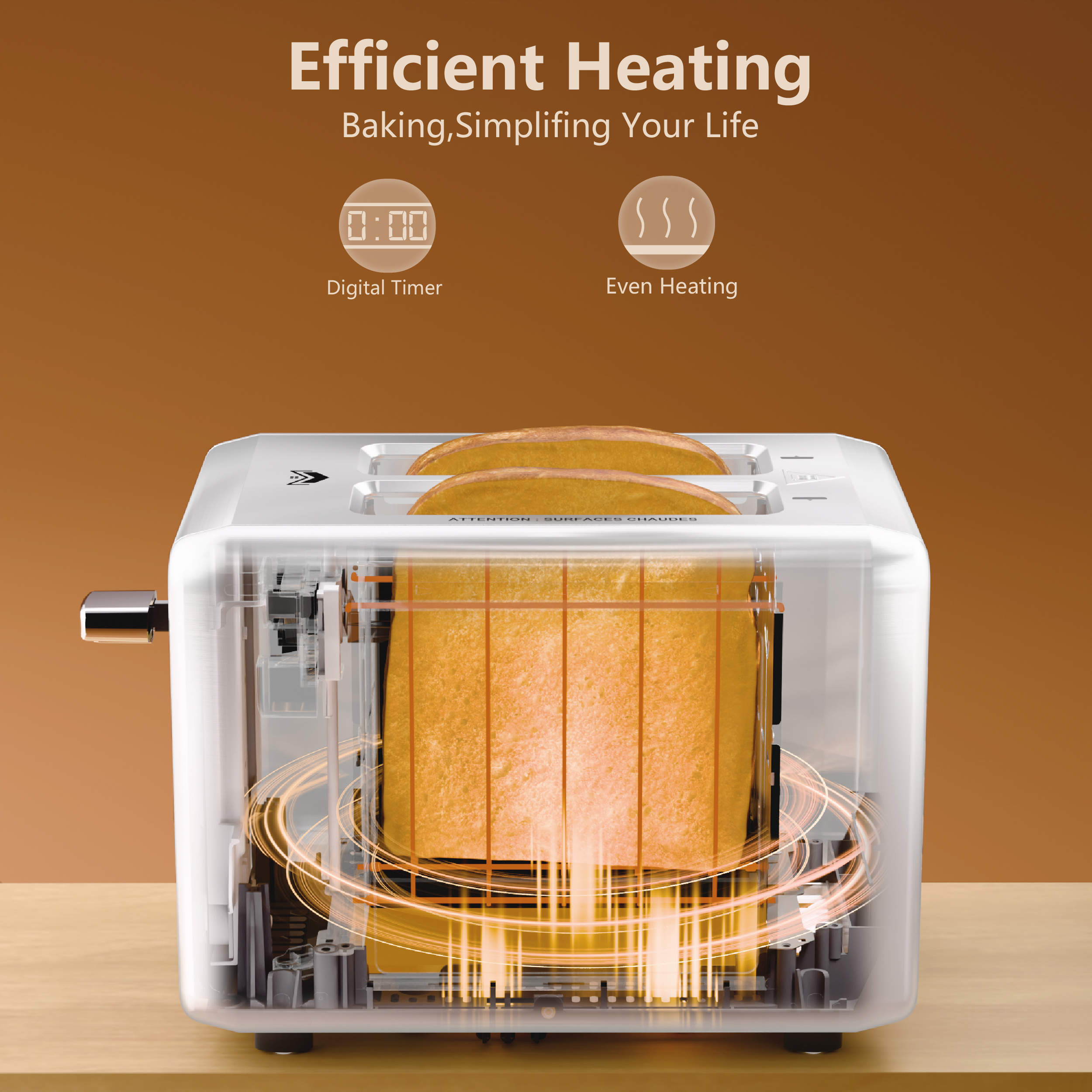 WHALLULTRA 2 Slice Touch Screen Toaster Smart Digital with 1.5" Wide Slots, 6 Settings, Memory Function, Countdown Timer, Brushed Stainless