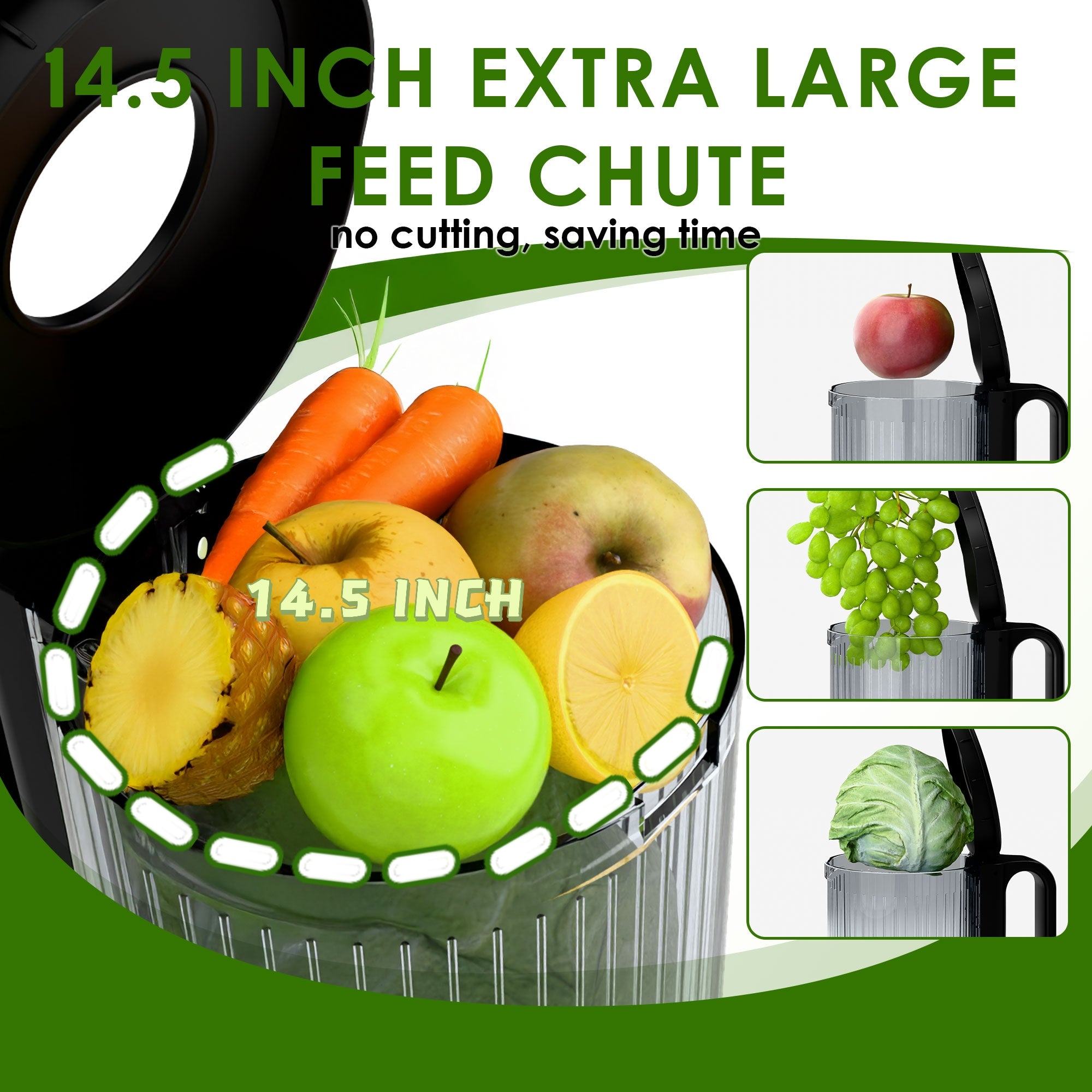 WHALL Cold Press Juicer Machine with Touchscreen, Slow Masticating Juicer with 4.5" Extra Large Feed Chute, Reverse Function, Easy to Clean