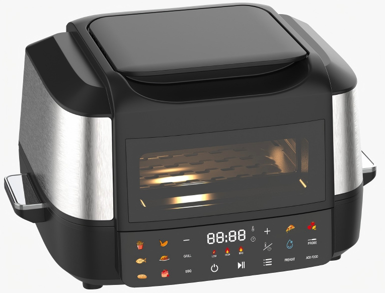 WHALL 12‑in‑1 Indoor Grill, Black, 1800W, Air Fry, Roast, Bake, Dehydrate, BBQ & Pizza Functions