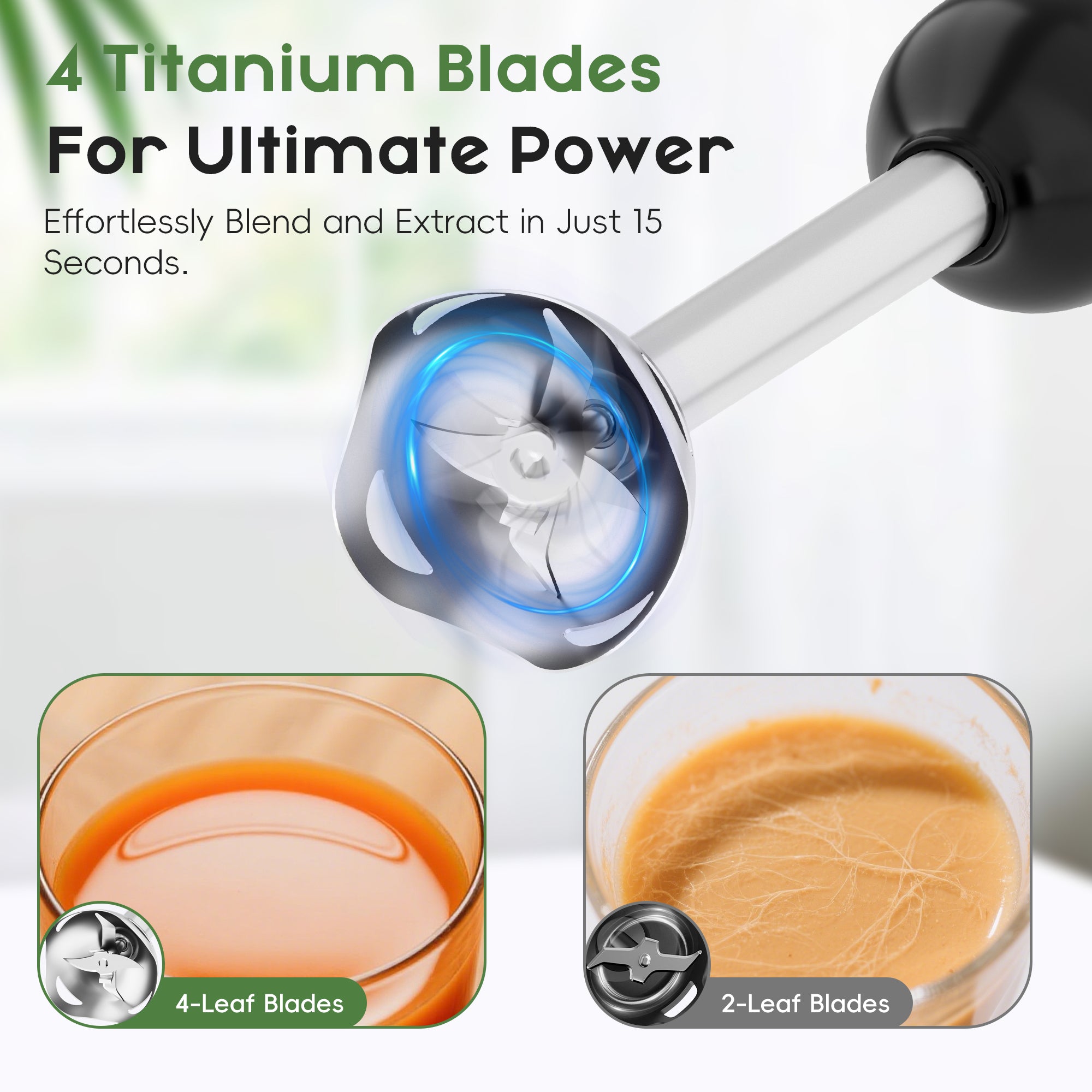 WHALL Cordless Immersion Blender, Rechargeable 5-in-1 Hand Blender with Whisk, Milk Frother Attachments, Portable Stick mixed,700ml Beaker, 500ml Chopper