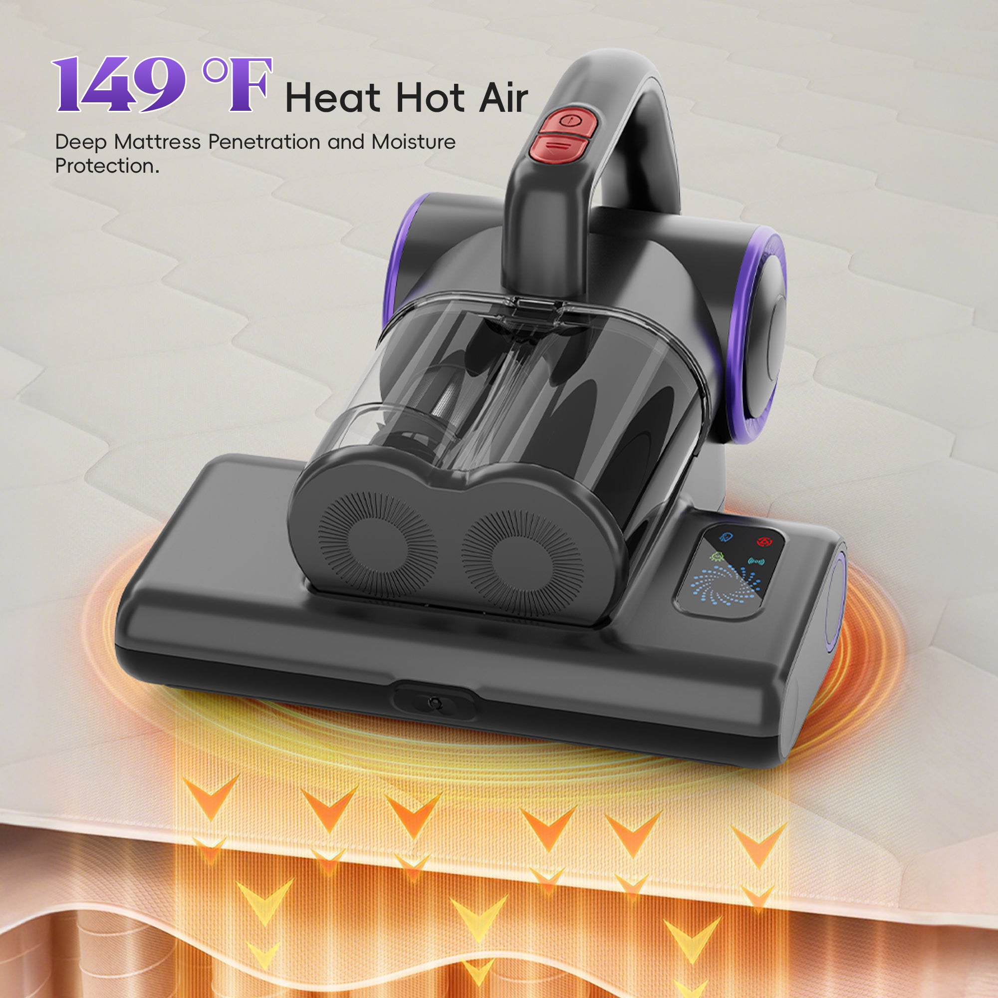 WHALL Bad Vacuum Cleaner for Home Use, Mattress Vacuum Auto UV Light with LED Display