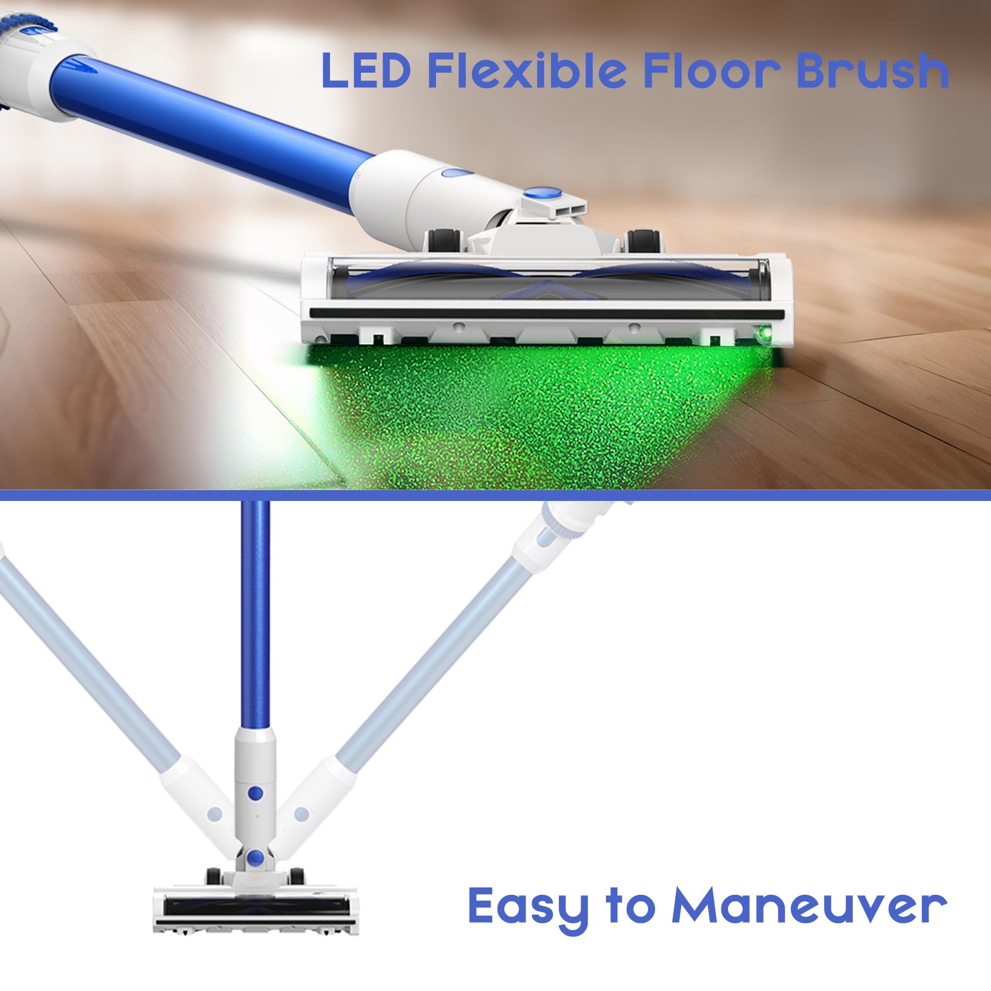 WHALL Stick Vacuum Cleaner, Handheld Vacuum Cleaner, Cordless Vacuum Cleaner, Brushless Motor, LED Display