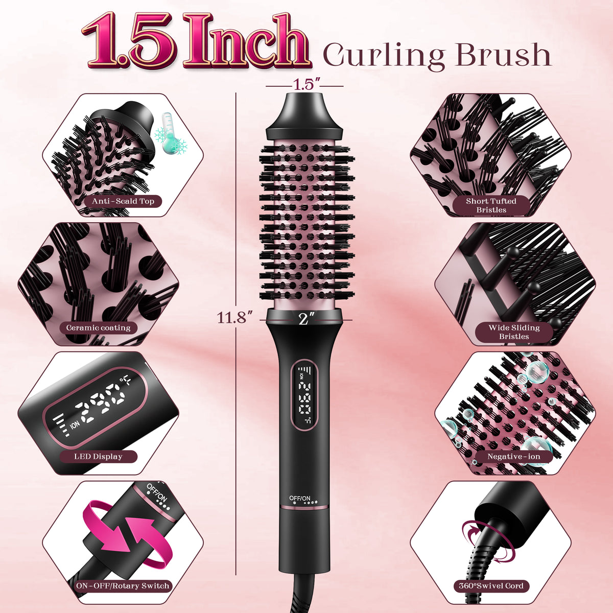 Hair Dryer Brush, Hair Styler, Professional Brush for Curling Volumizing Straightening Waves Styling, Salon Tools