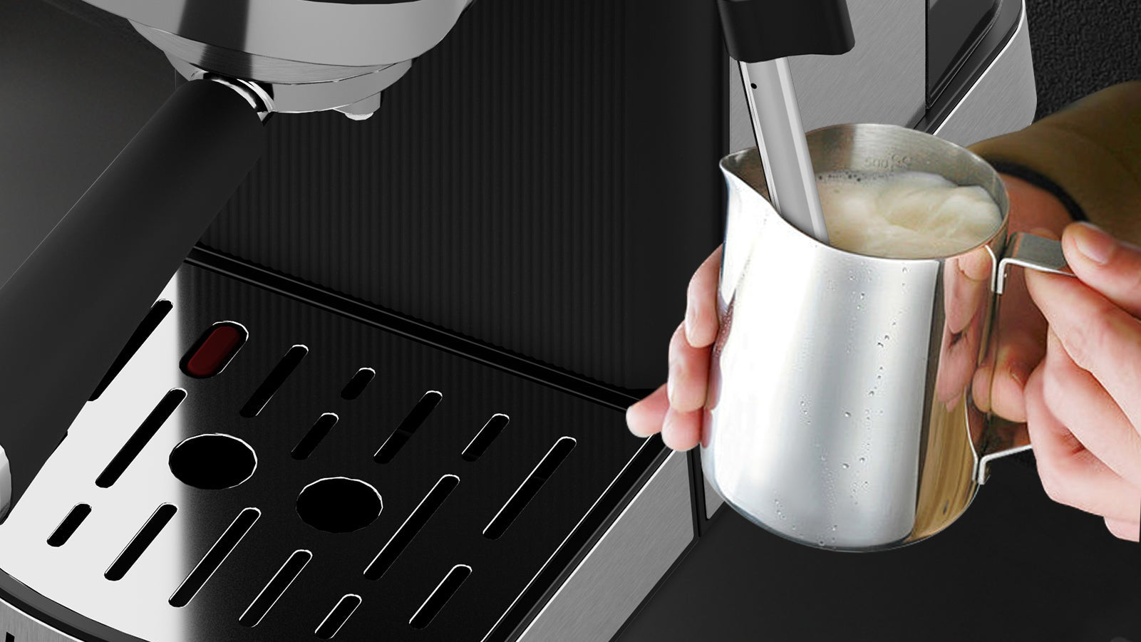 WHALL 20 Bar Touchscreen Espresso Machine with Milk Frother Steam Wand, Stainless Steel