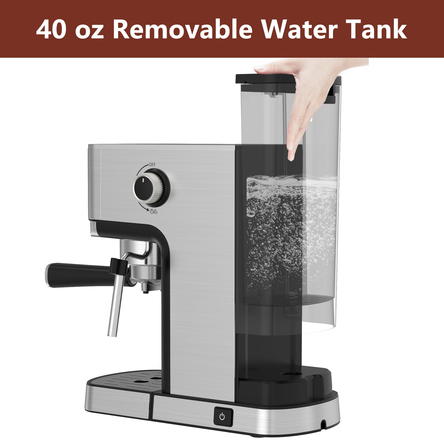 WHALL 20 Bar Touchscreen Espresso Machine with Milk Frother Steam Wand – 40oz Stainless Steel Coffee Maker for Cappuccino/Latte
