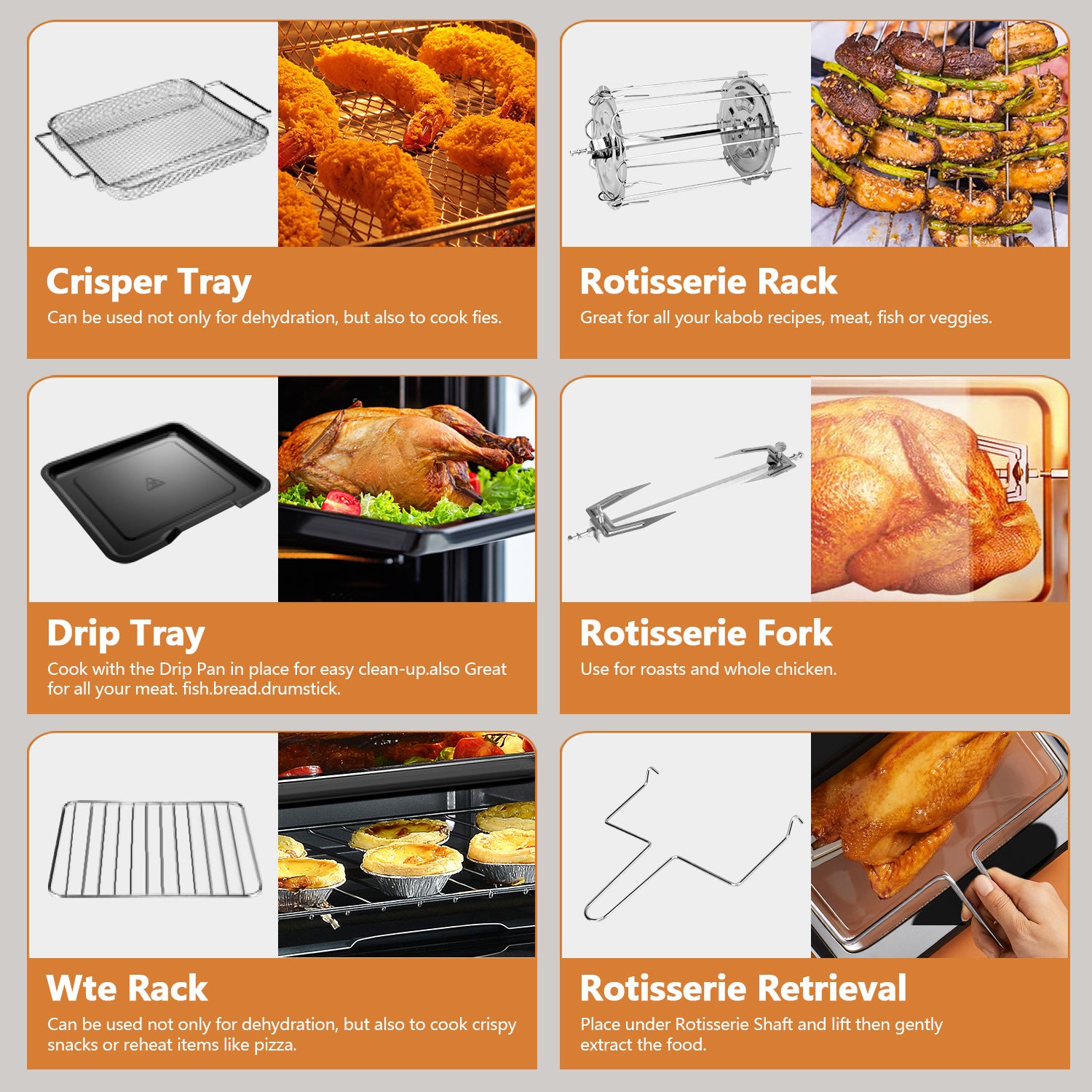 Whall 12QT Smart Touchscreen Air Fryer Oven - 12-in-1 Multi-Function, Large Clear Window, Up to 95% Less Oil