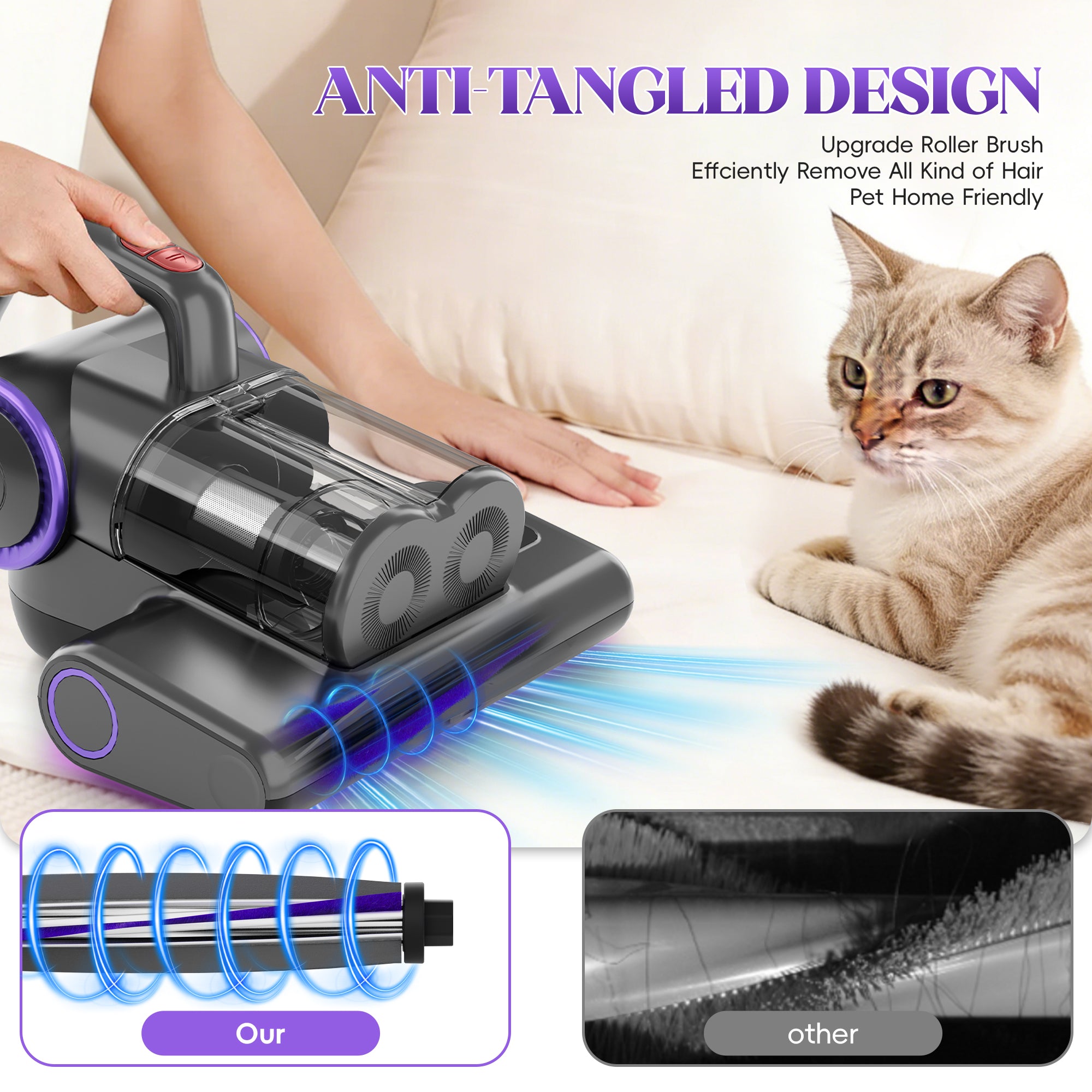 WHALLULTRA Mattress Vacuum Cleaner, Handheld Vacuum with UV-C Light & HEPA Filter for Bed, Sofa, Couch and Crib