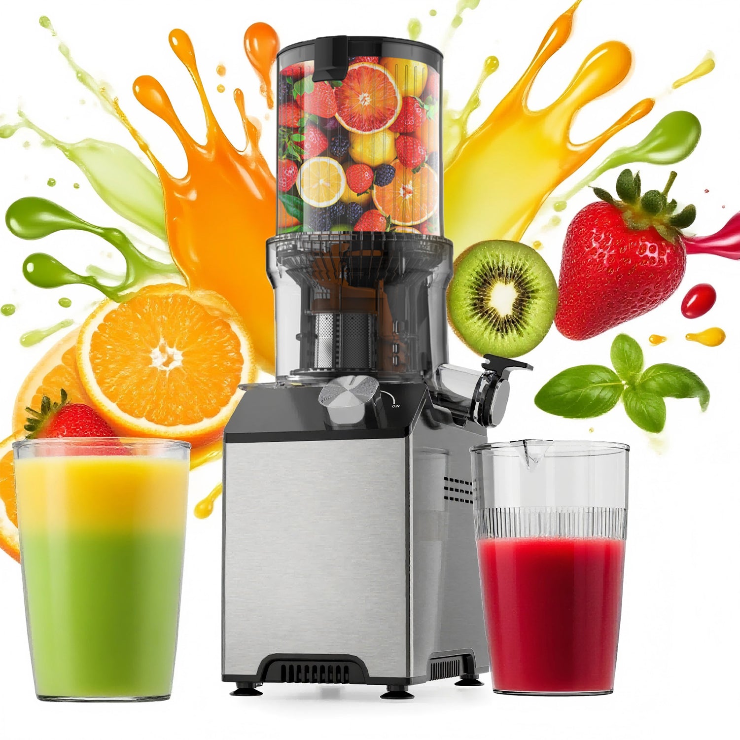 Whall Cold Press Juicer Machines with 4.2" Extra Large Feed Chute, Reverse Function-BB