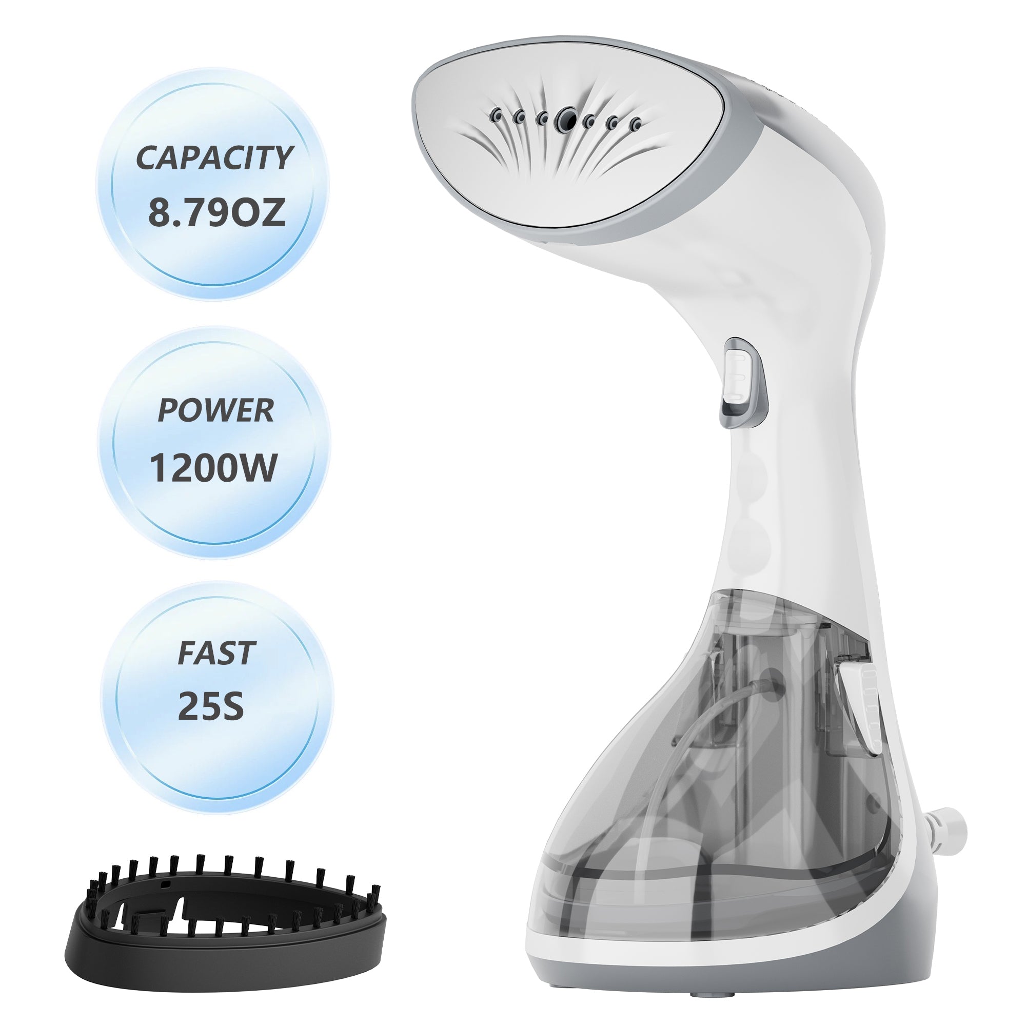 WHALL Portable Handheld Steamer & Iron with 1200W Quick Heat, Steam and Dry Modes, Wrinkle Remover, Brush Attachment