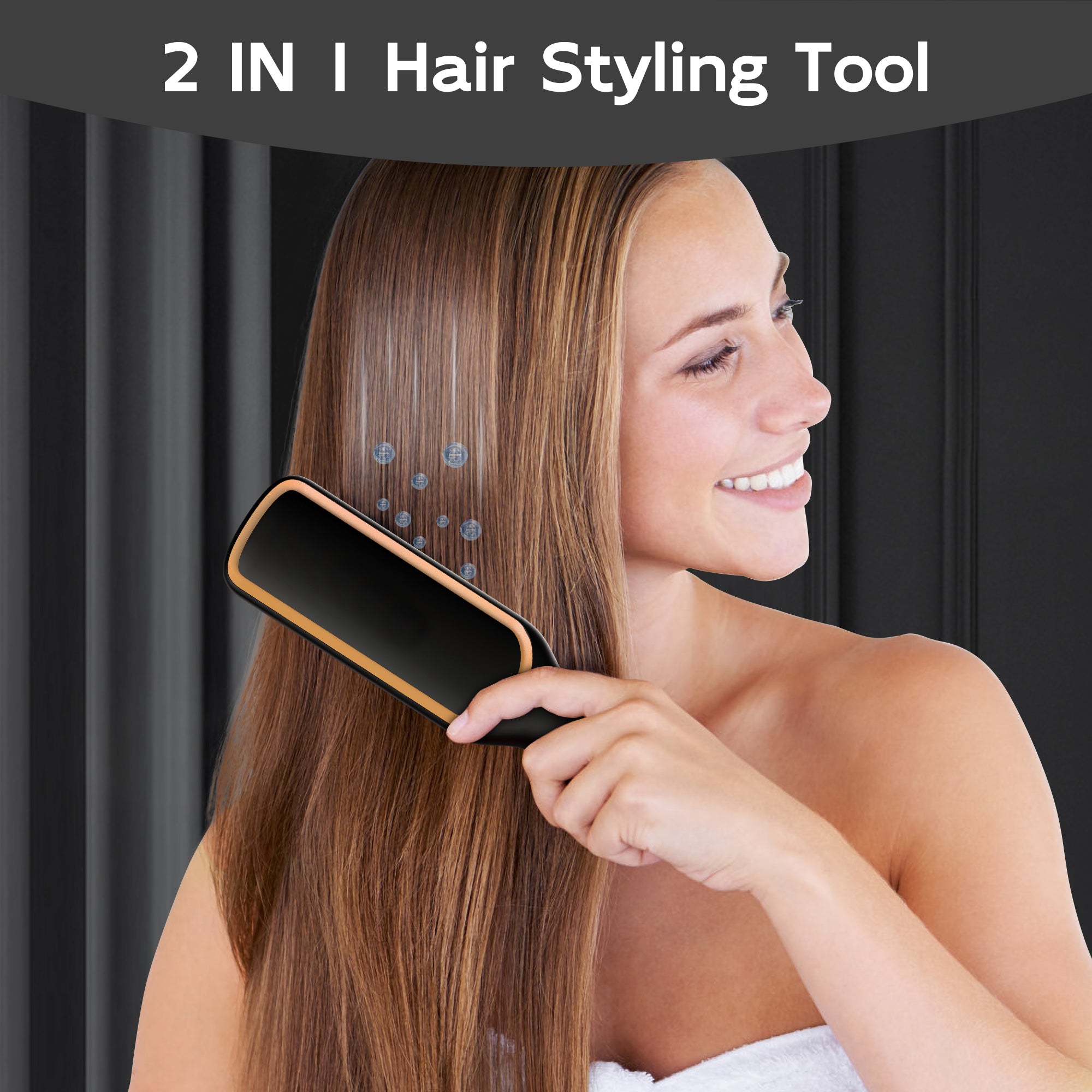 NICEBAY Hair Straightener Brush, Ceramic Straightening Brush Fast Heating, Hair Straightener Comb for Women with LED Display Dual Voltage