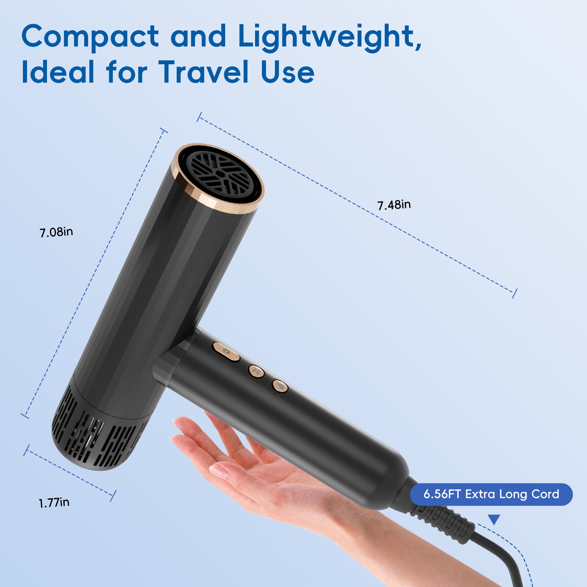 NICEBAY Hair Dryer with Brushless Motor, 110000RPM High-Speed Blow Dryer, Ionic Hair Dryer with Diffuser, Lightweight & Fast Drying, Low Noise, 1600W