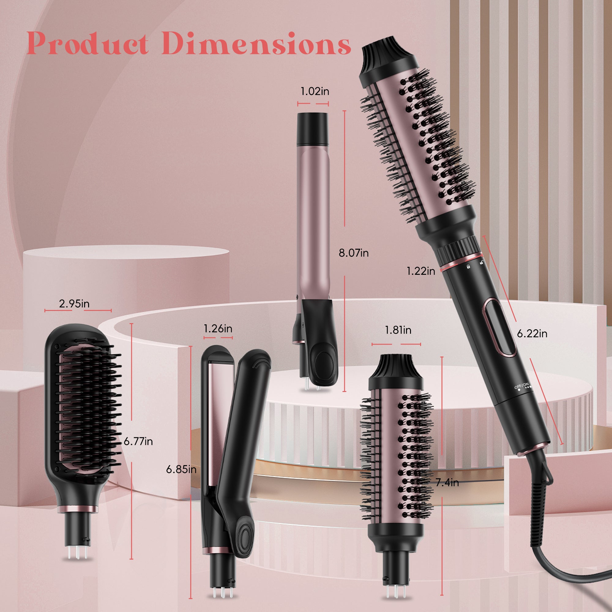 NICEBAY Hair Dryer Brush, 4 in 1 Multi Hair Styler, Professional Brush for Curling Volumizing Straightening Waves Styling, Salon Tools