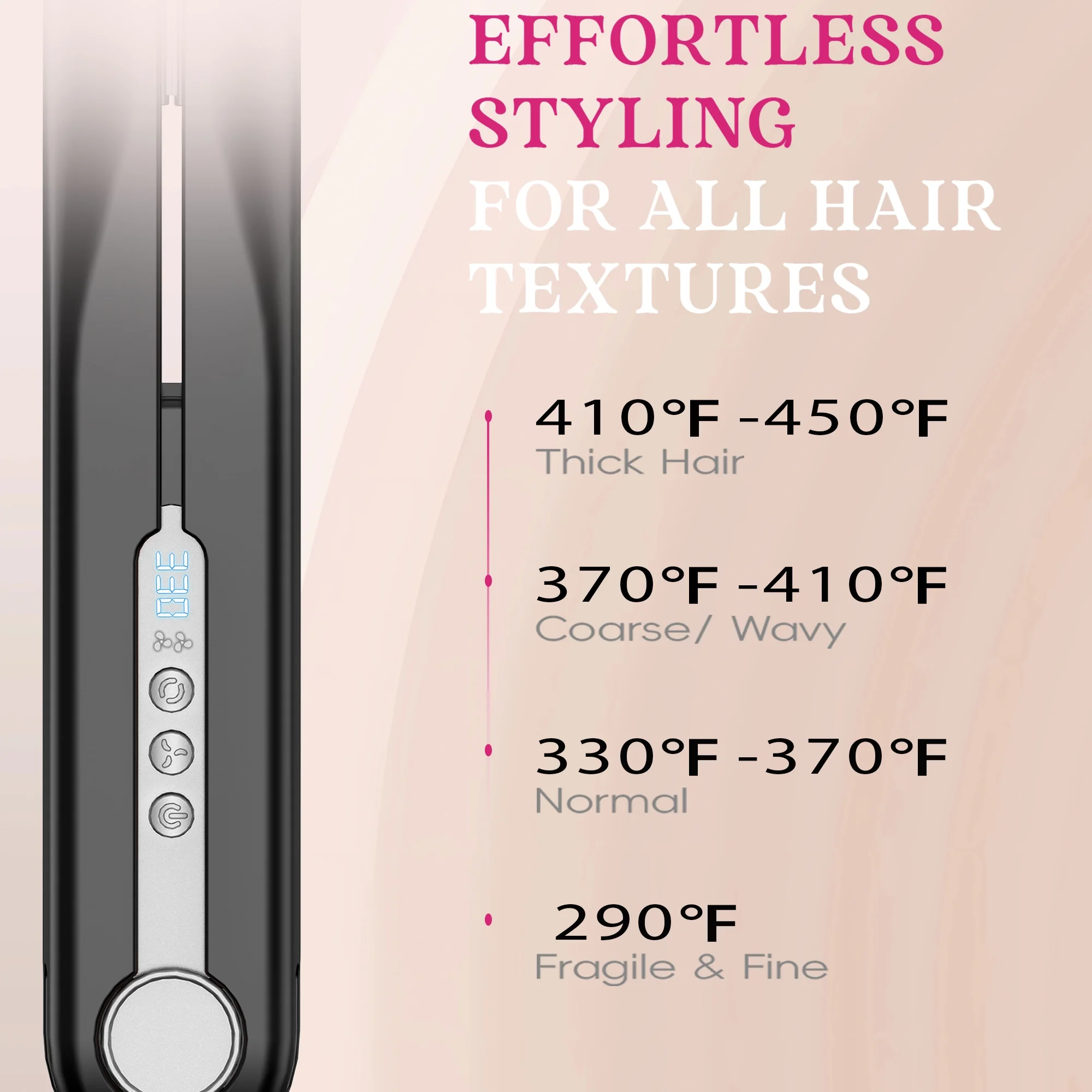 NICEBAY Airflow Styler, Titanium Hair Straightener & Curling Iron with Cooling Air Vents, 5 Temps, Dual Voltage & Auto Shut off