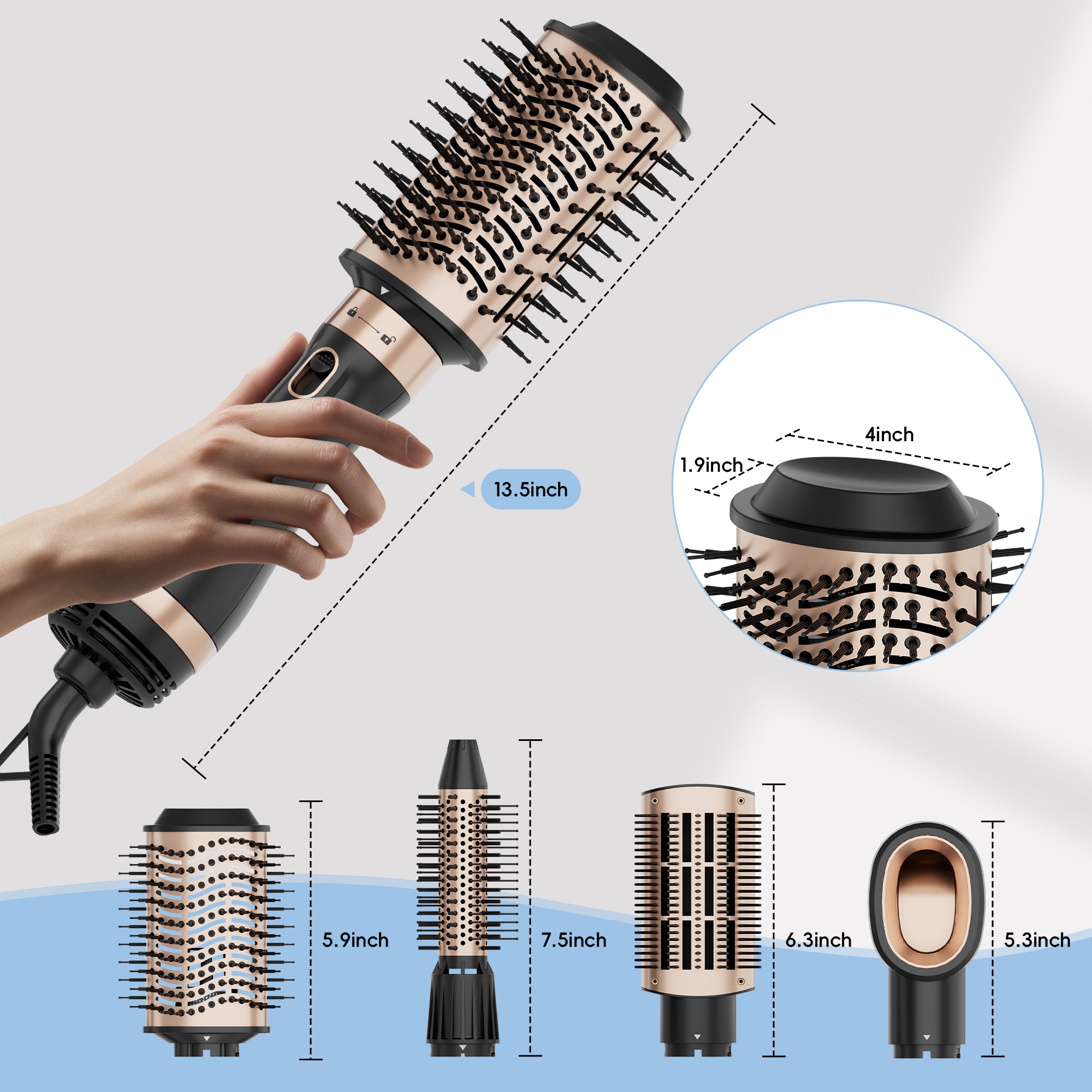 NICEBAY Hot Air Hair Brush, Blow Dryer Brush, Hot Air Styling Brush, Blowout Brush, Hair Dryer Brush for All Hair Types