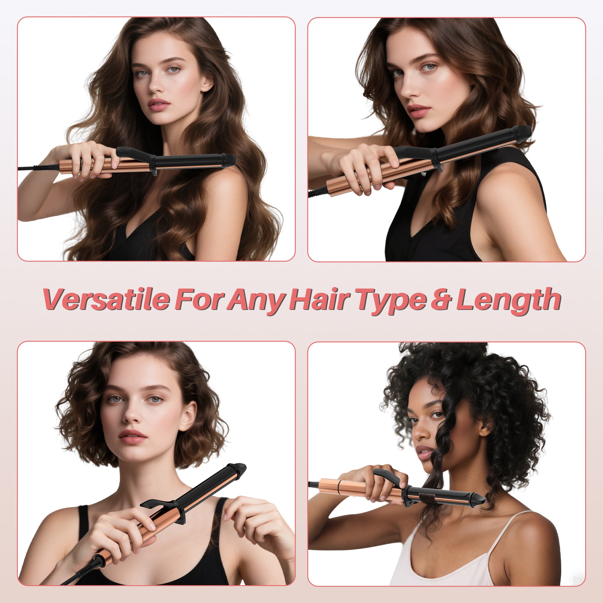 NICEBAY 1 inch Curling Iron, Ceramic Curling Wand with 6 Temperature Up to 430°F, Professional Hair Curler for Multiple Hair Types