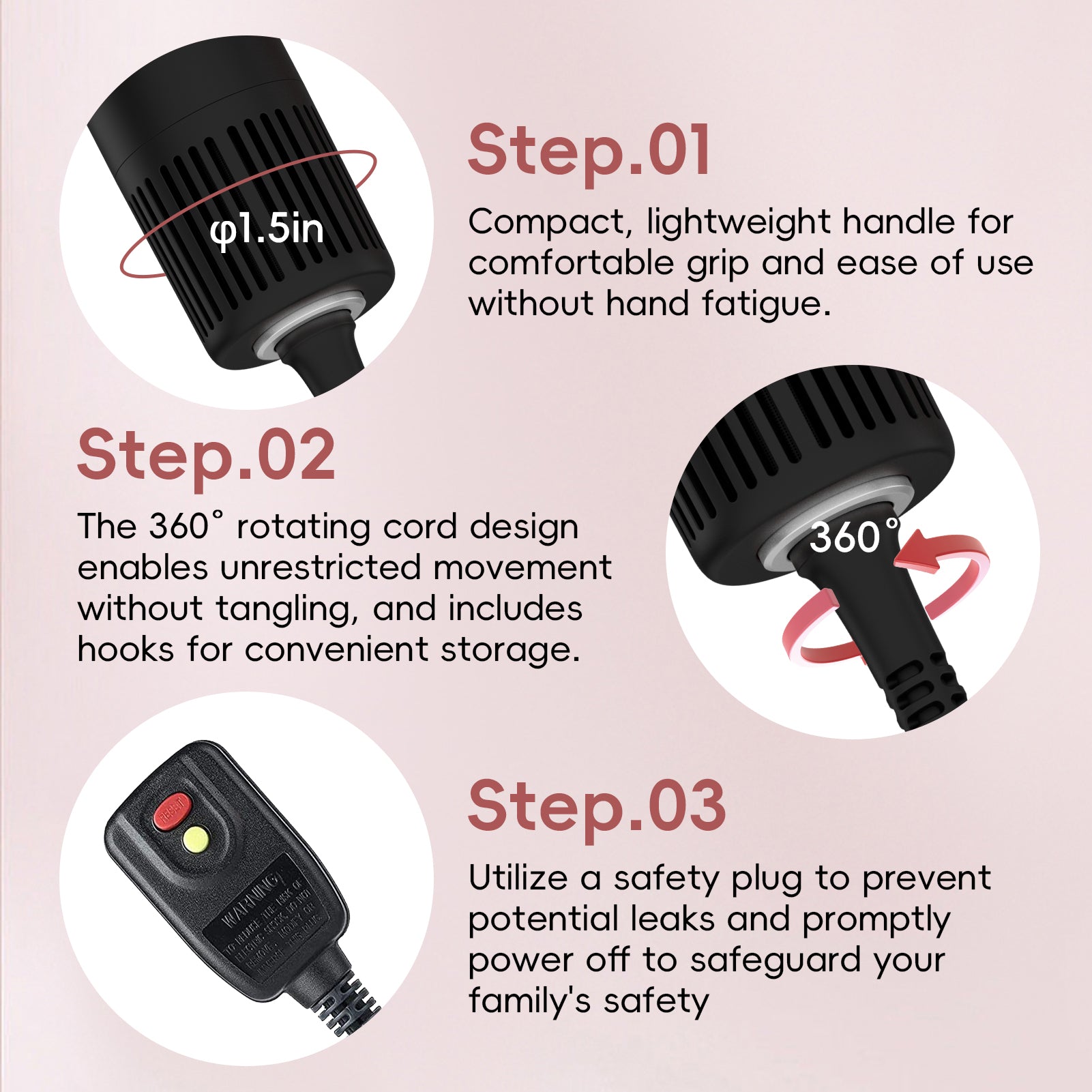 NICEBAY Hair Dryer Brush, High Speed Blow Dryer Brush, Hot Air Styler, Hot Air Styling Brush, Hair Styler