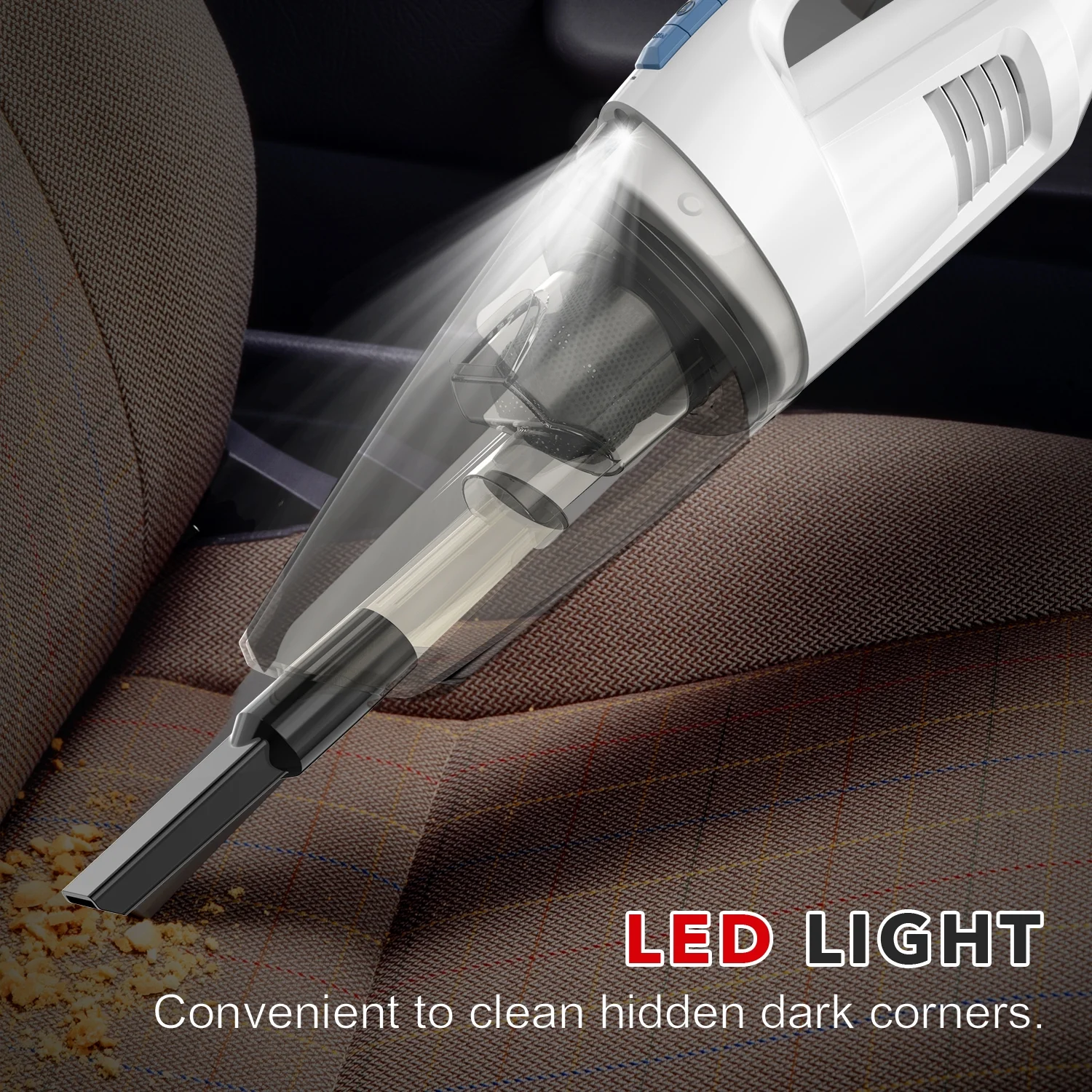 WHALL Handheld Vacuum Cleaner, 8500PA Suction, Wet Dry Vacuum Cleaner Cordless with LED Light, Portable Car Vacuum Cleaner for Home & Office