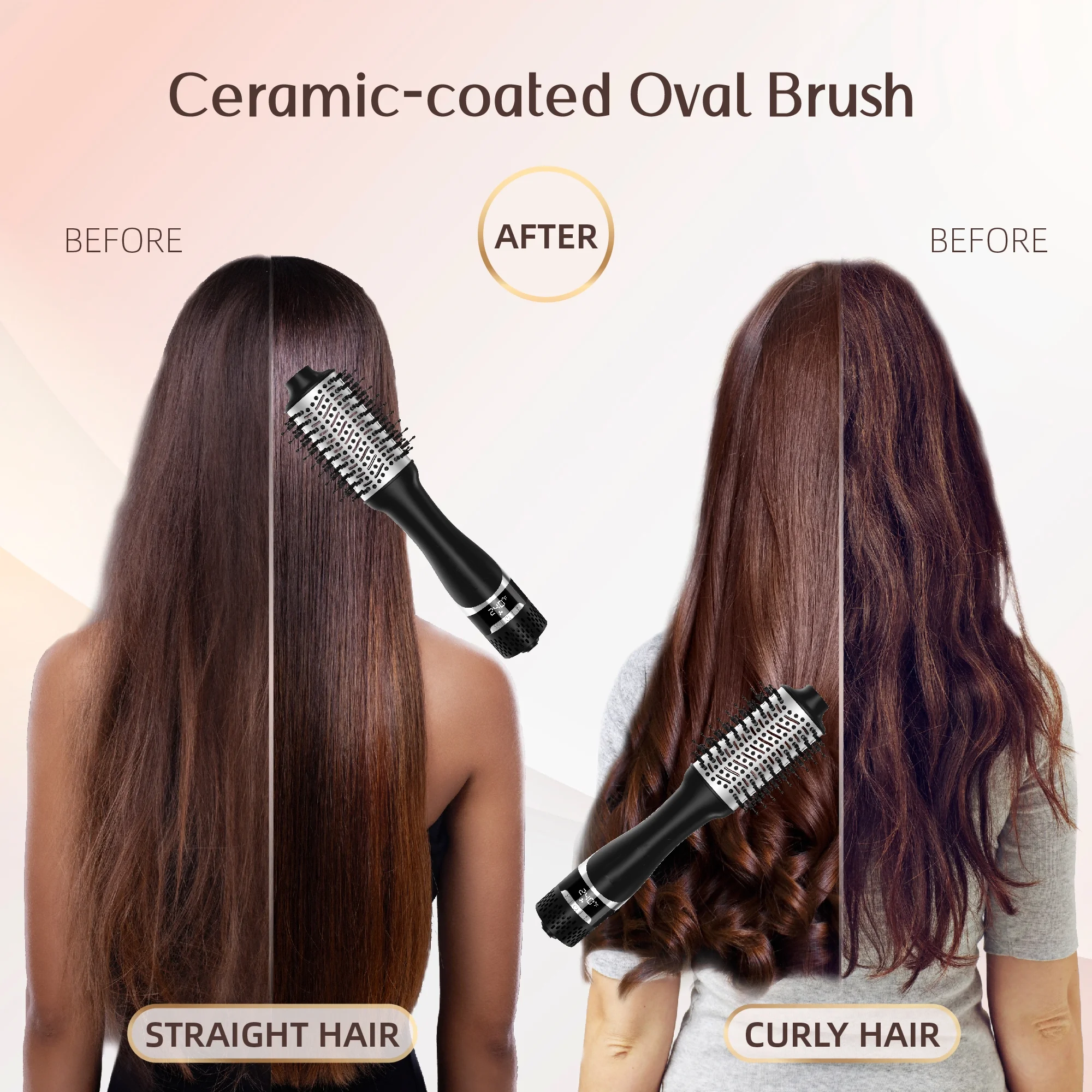 NICEBAY Hair Dryer Brush, Professional Ceramic Blow Dryer Brush with Display Screen, One Step Hot Air Brush for Hair Drying, Styling and Volumizing