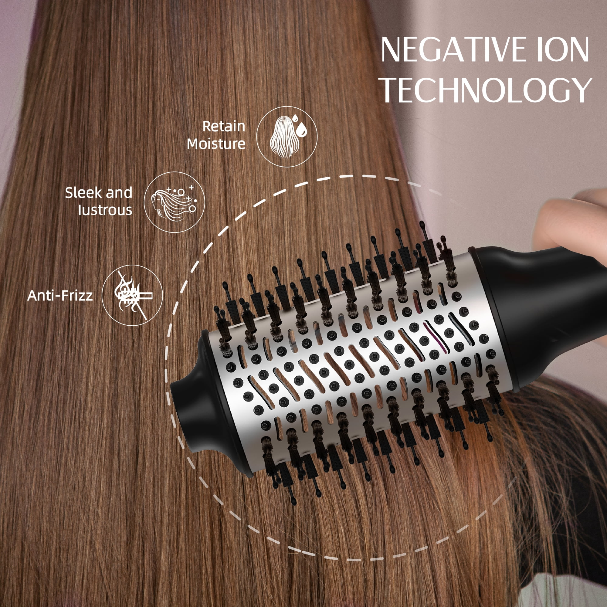 NICEBAY Hair Dryer Brush, Professional Ceramic Blow Dryer Brush with Display Screen, One Step Hot Air Brush for Hair Drying, Styling and Volumizing