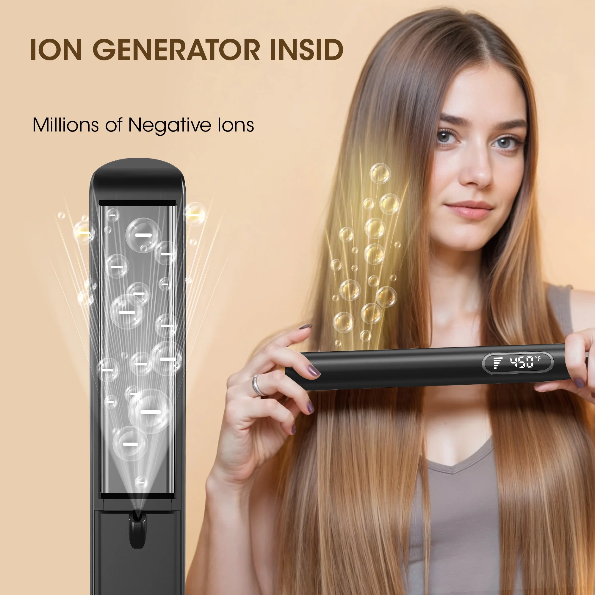 NICEBAY Hair Straightener Flat Iron, Titanium Flat Iron, Hair Straightener and Curler, For Fast Heating Hair Care, 5 Temp Settings.