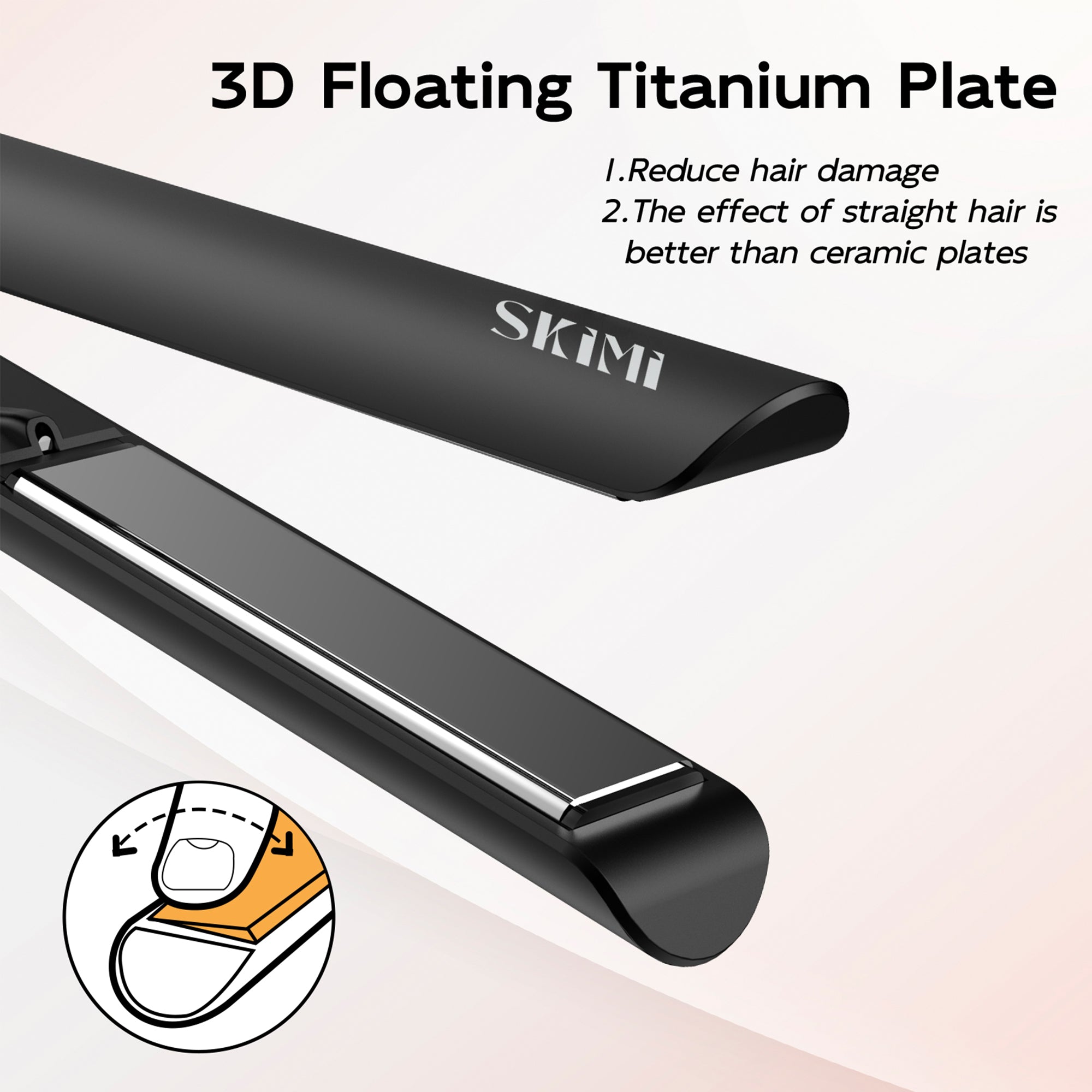 SKIMI Hair Straightener Flat Iron, Hair Straightening, Curling-5 Temp, Fast Heating, Dual Voltage