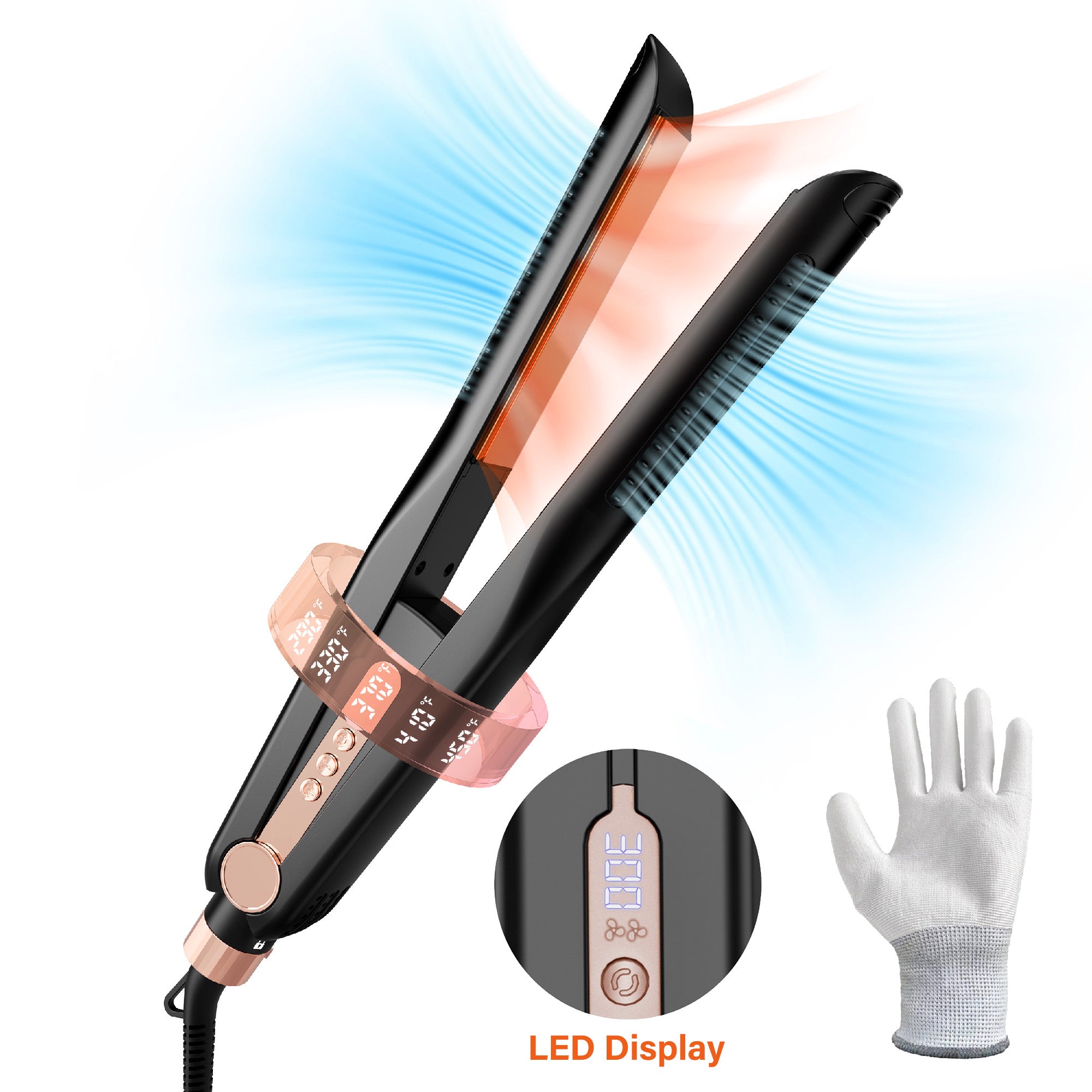 Nicebay Hair Straightener, Airflow Styling, 1 inch Curling Wand Cool Air Vent, 5 Temp, Dual Voltage