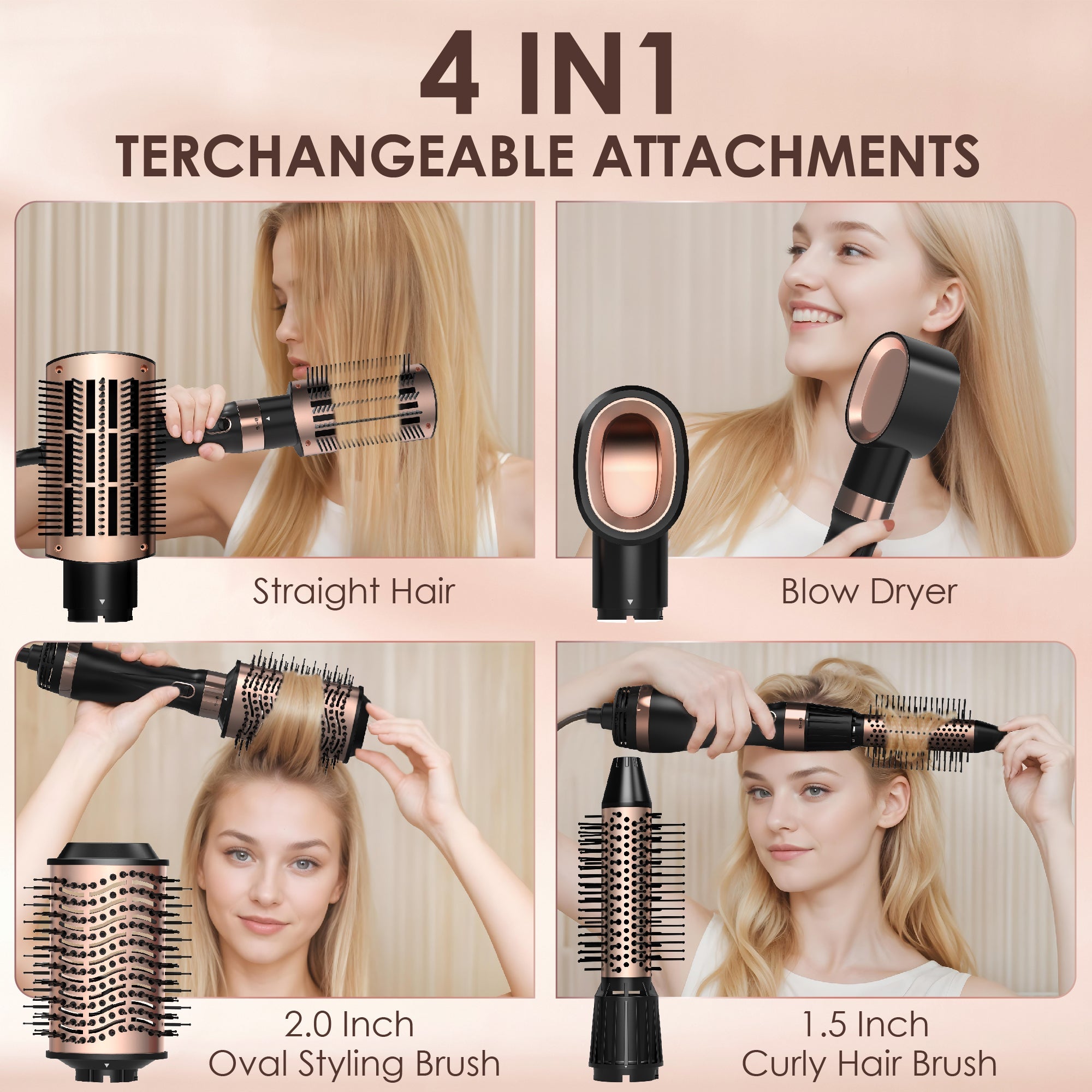 Nicebay Hair Dryer Brush, Hot Air Brush, Blow Dryer Brush Tool Set, Dryer and Styler Volumizer with Negative Ion Anti-frizz Ceramic Titanium Barrel