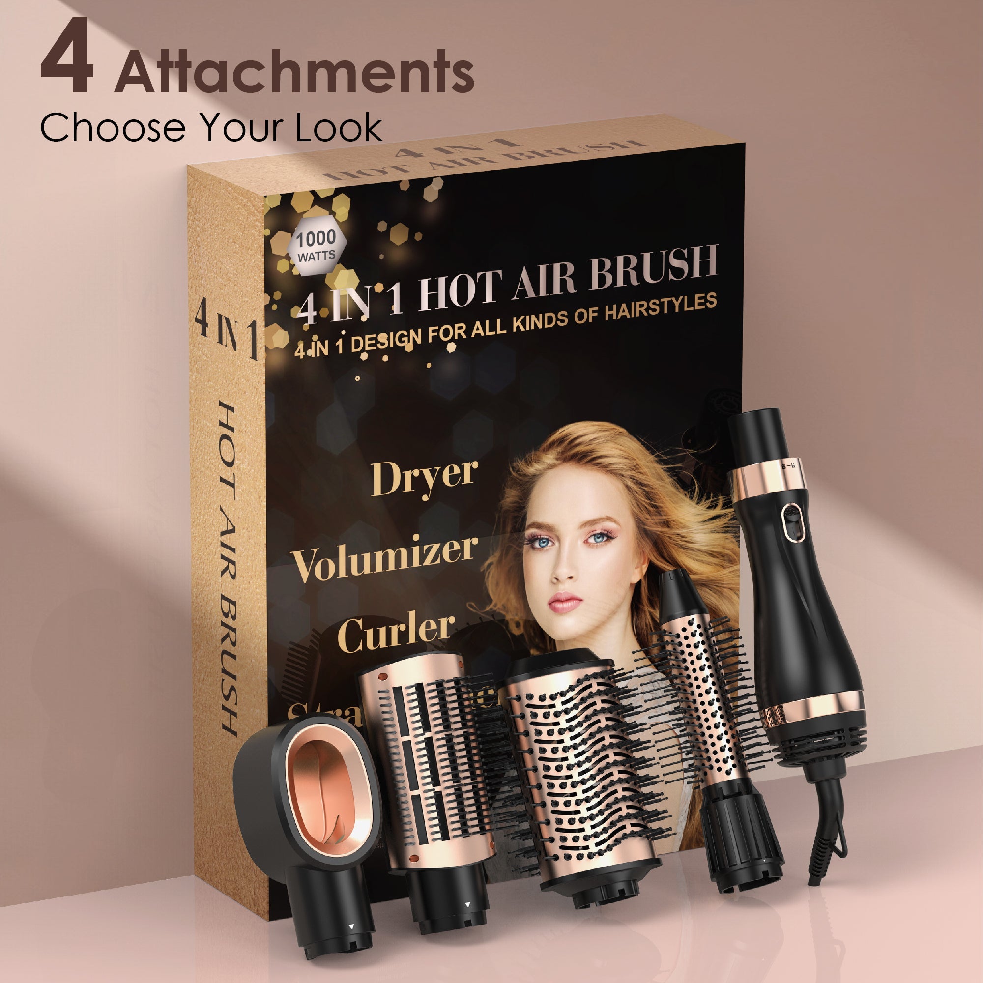 Nicebay Hair Dryer Brush, Hot Air Brush, Blow Dryer Brush Tool Set, Dryer and Styler Volumizer with Negative Ion Anti-frizz Ceramic Titanium Barrel