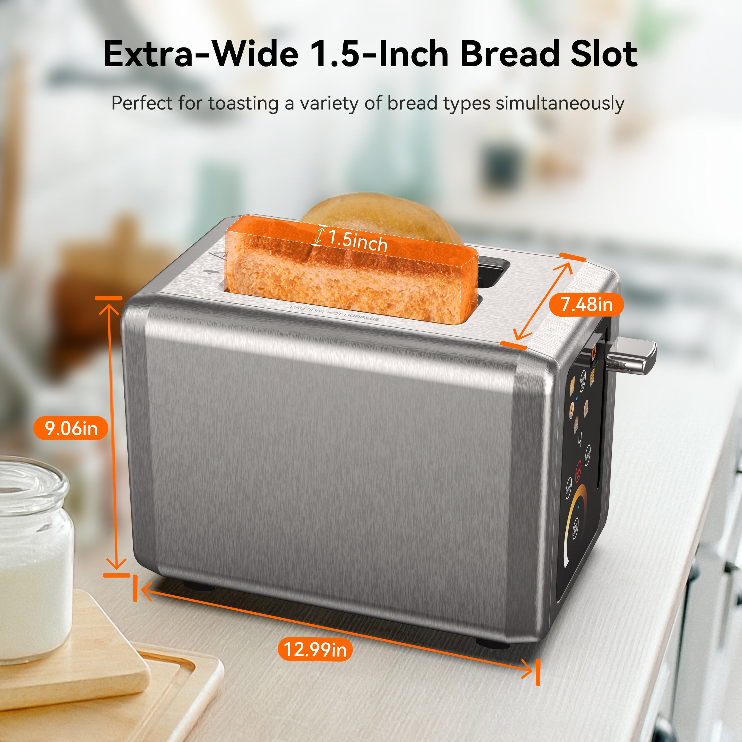 WHALL 2 Slice Toaster, Touchscreen Toasters 2 Slice Wide Slot, Stainless Steel Bread Toaster for Bagel & More, Smart Toaster Kitchen Deal