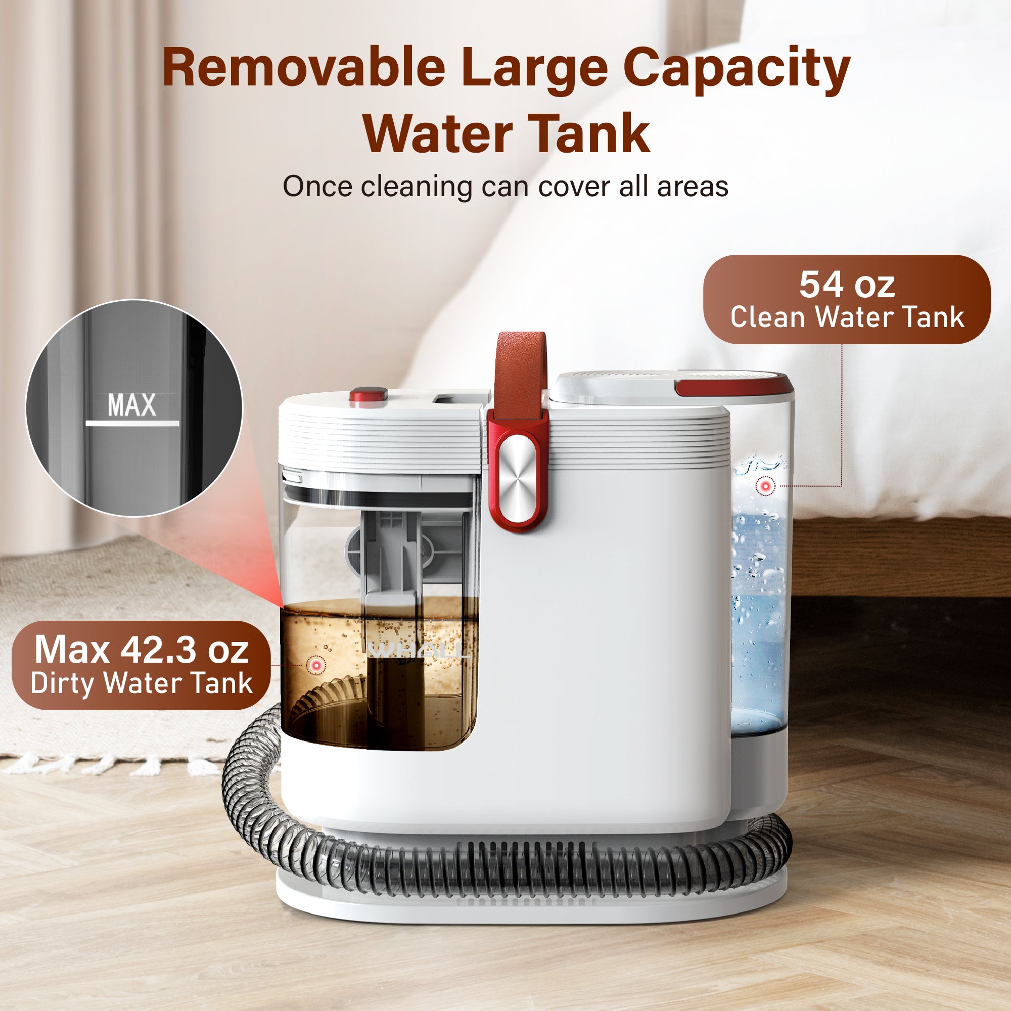 WHALL Portable Carpet Cleaner on Upholstery for Pet Stains