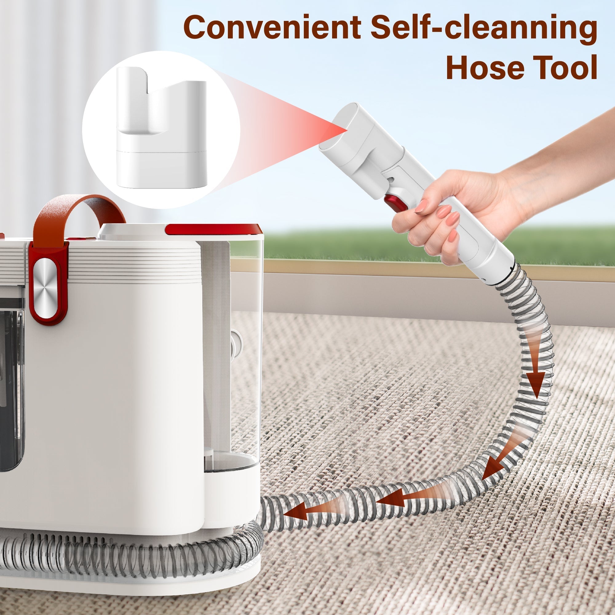 WHALL Portable Carpet Upholstery Cleaner, Carpet Cleaner Machine, Power Suction with 3 Tools, Spot Deep Cleaner for Carpet, Couches, Car