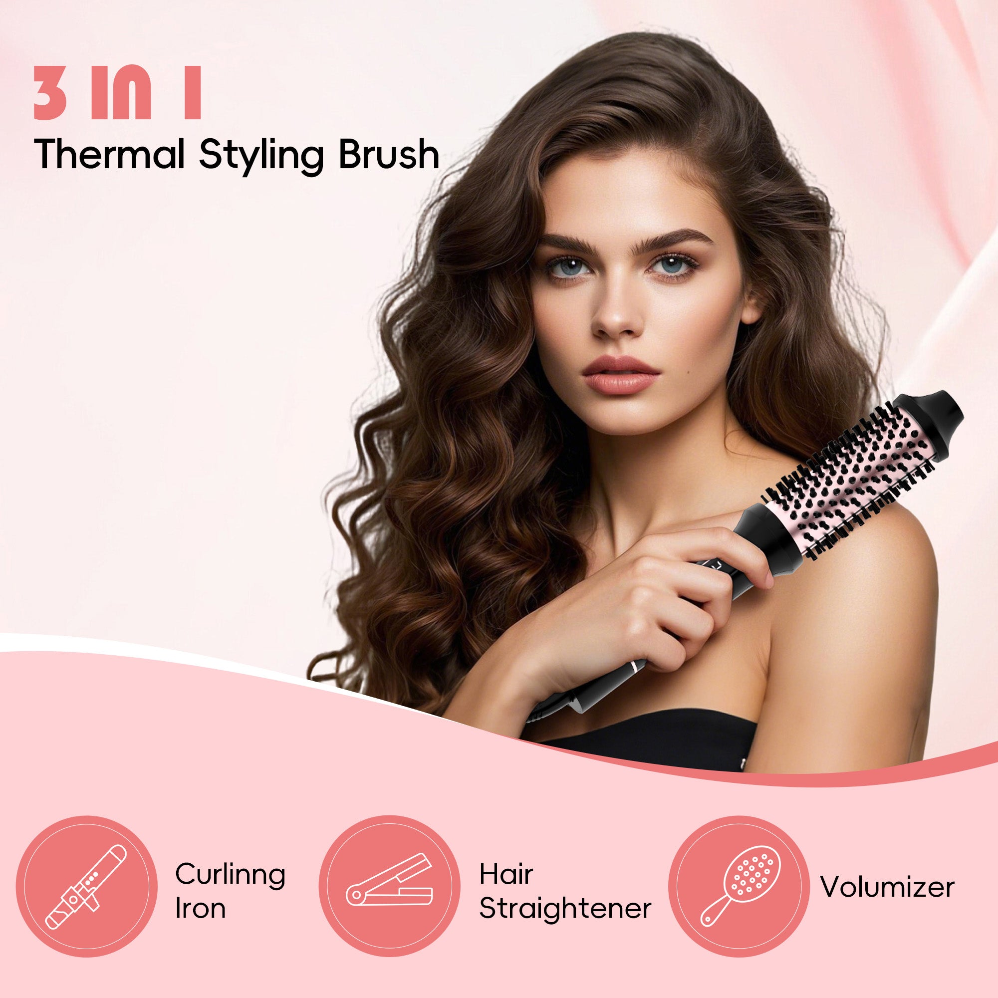 NICEBAY Thermal Brush, One Step Root Booster Round Brush Dryer and Hair Styler