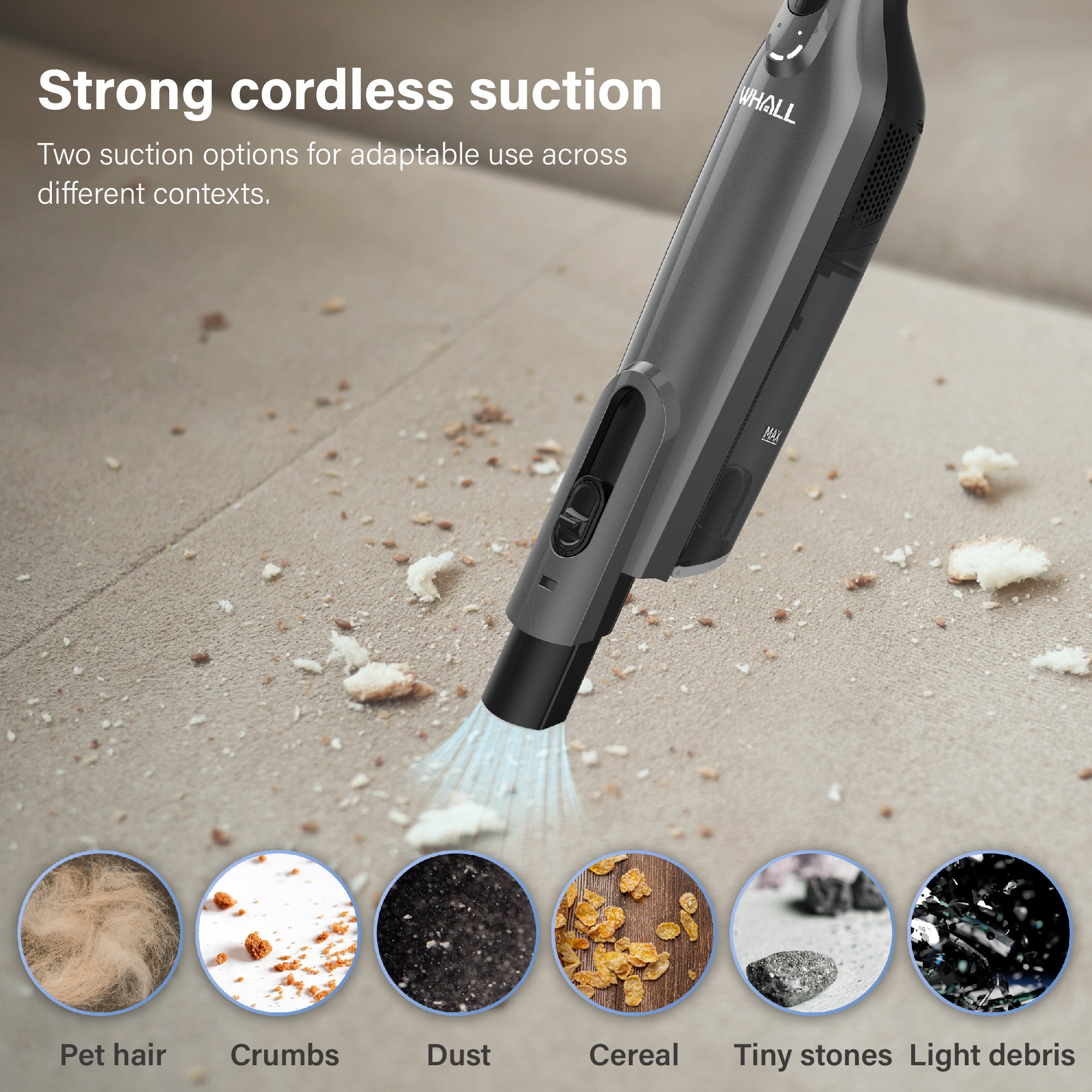 WHALL Handheld Cordless Vacuum, Hand Vac with Powerful Strong Suction