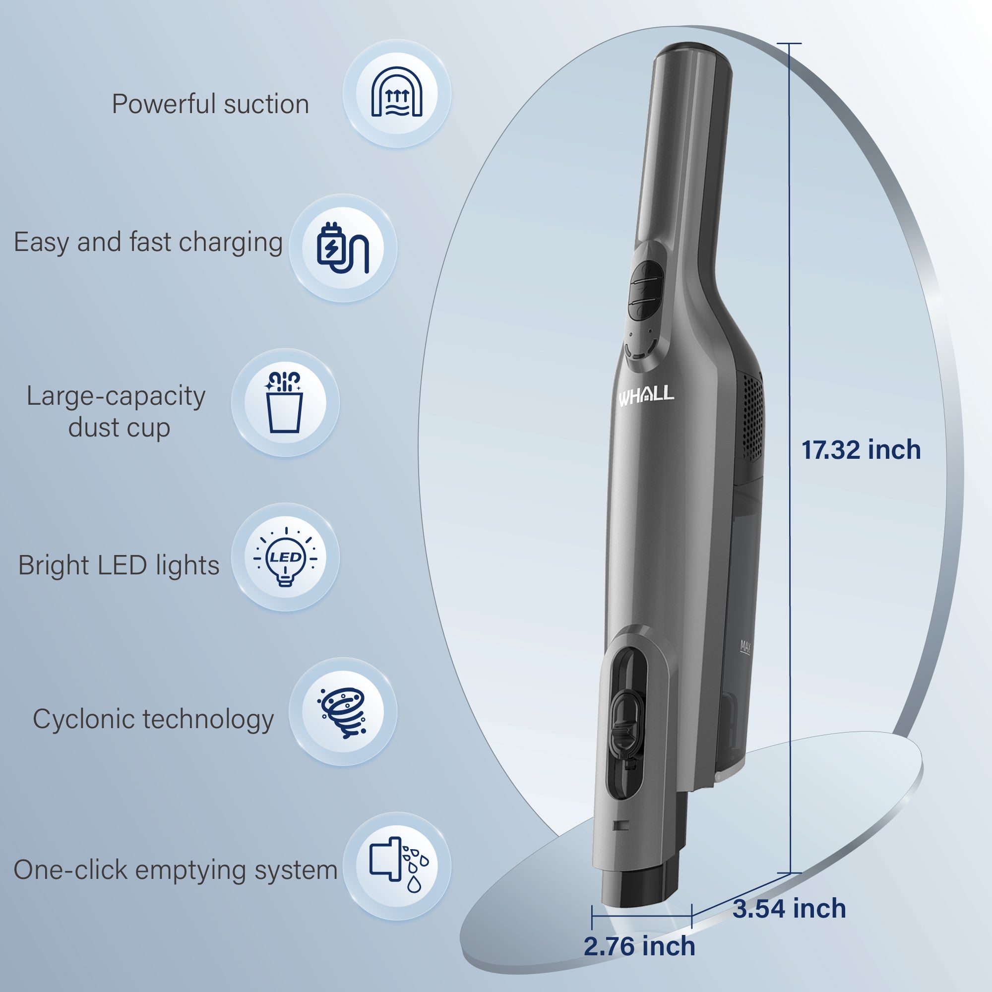 WHALL Handheld Cordless Vacuum, Hand Vac with Powerful Strong Suction
