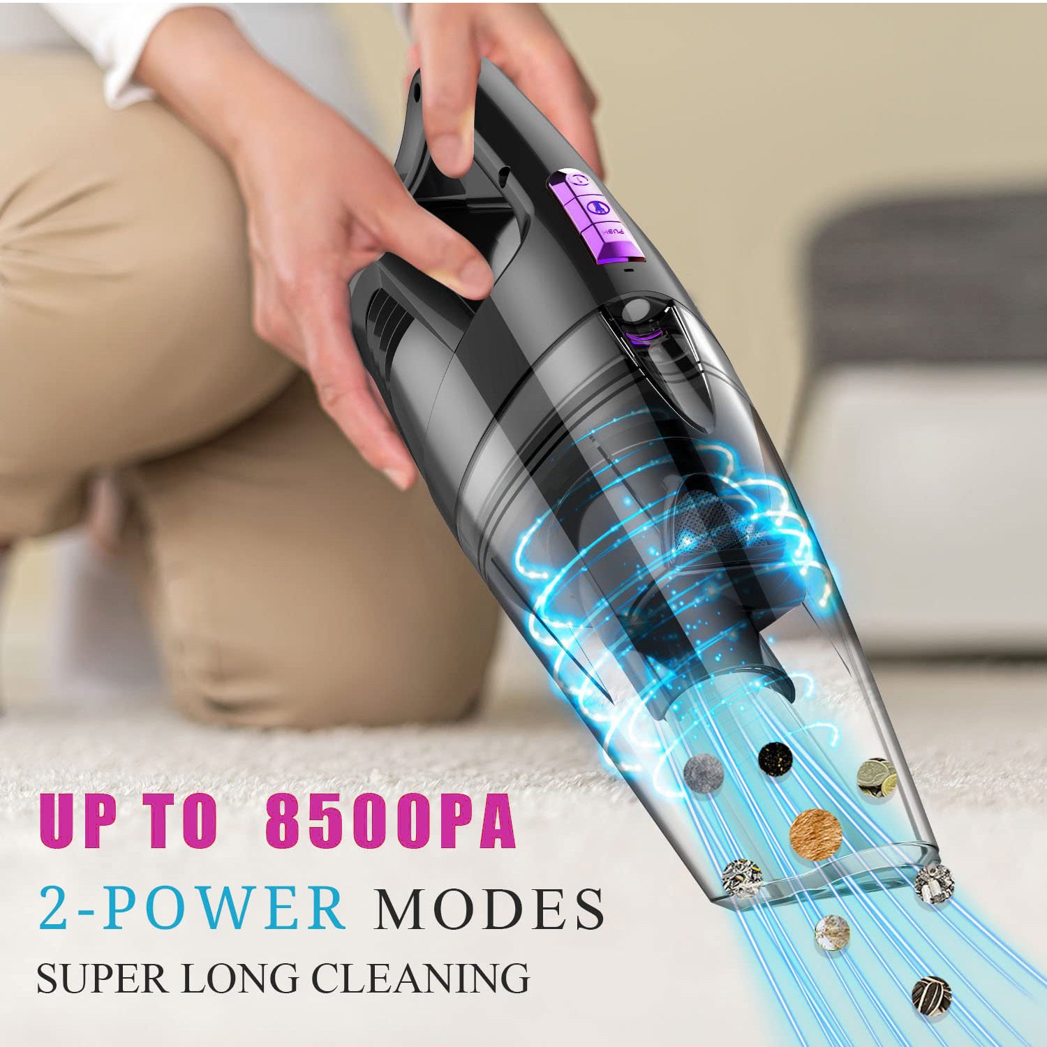 WHALL Cordless Handheld Vacuum, 8500PA Wet/Dry for Home & Office