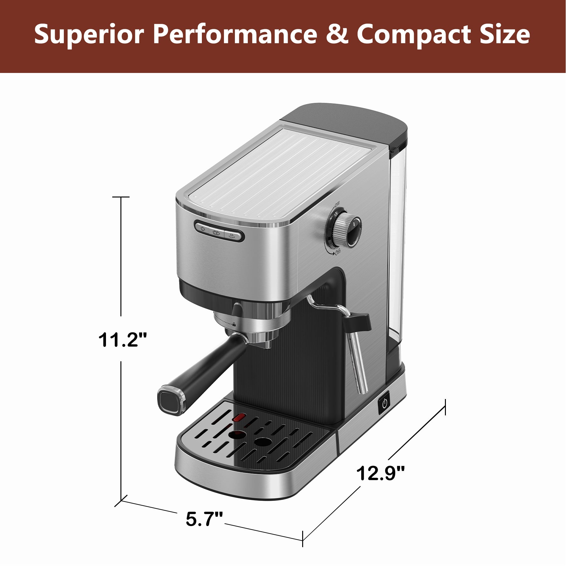 WHALL 20 Bar Espresso Machine, Milk Frother Steam Wand, 40oz Water Tank