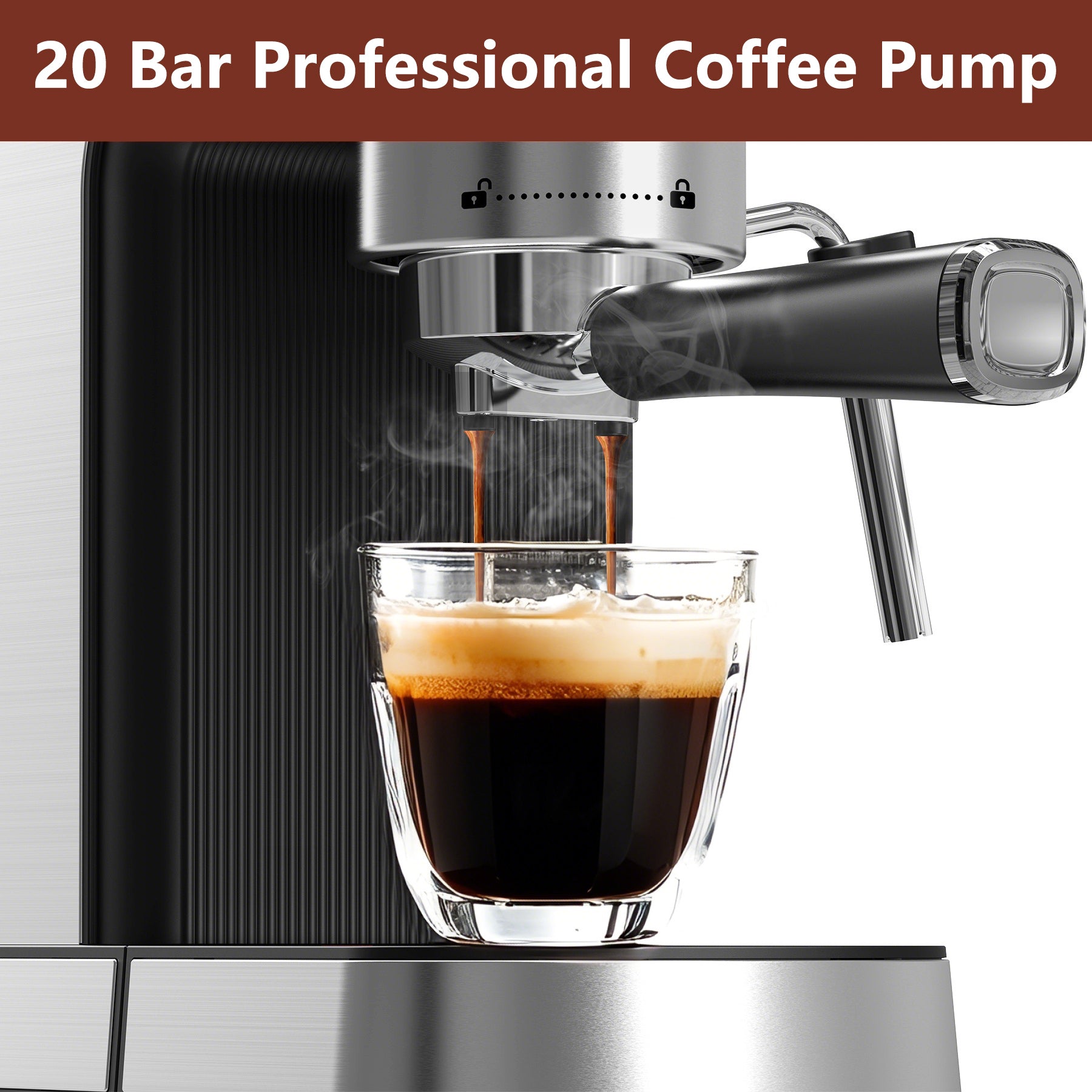 WHALL 20 Bar Home Espresso Machine with Milk Frother,Coffee Maker, 40oz Water Tank