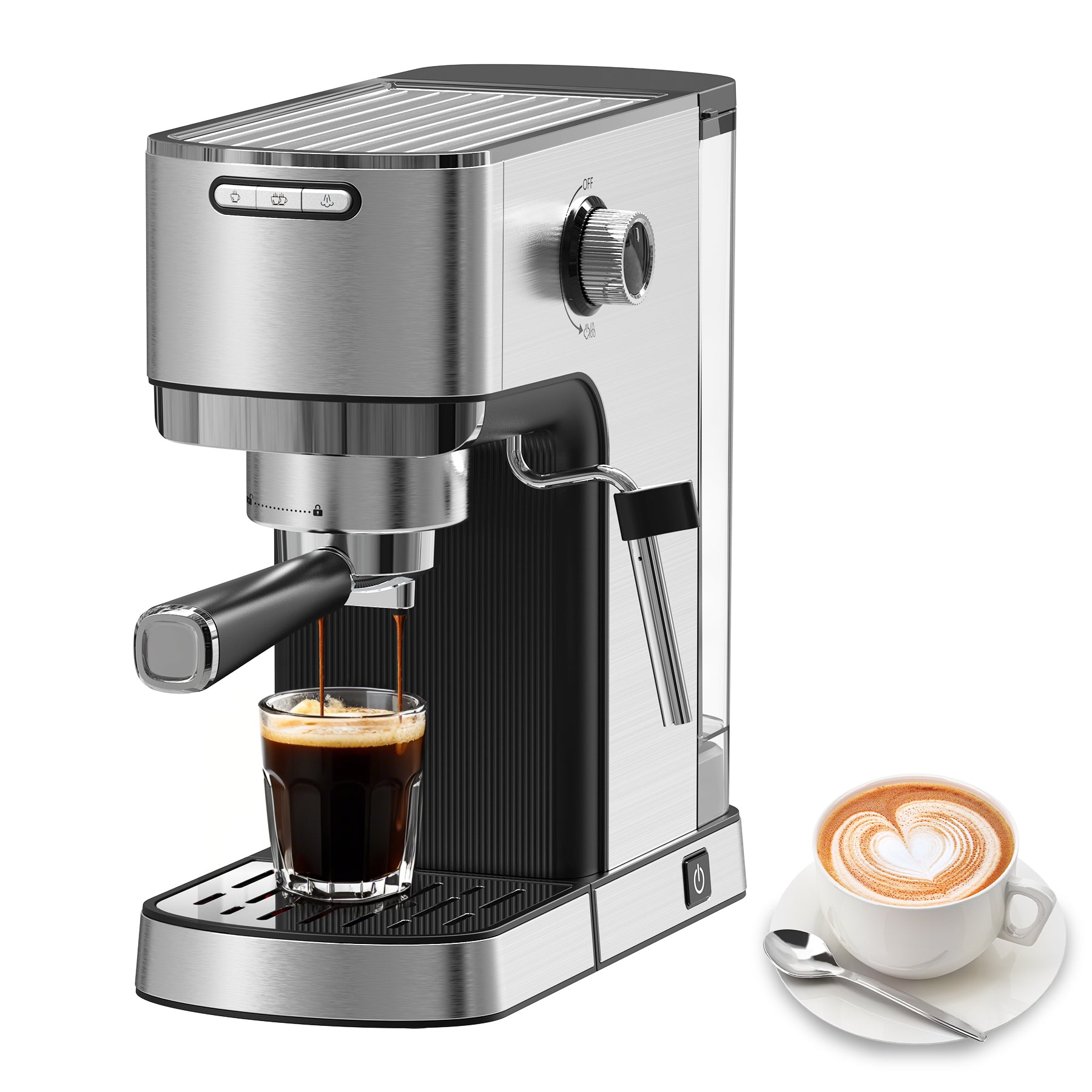 WHALL 20 Bar Espresso Machine, Milk Frother Steam Wand, 40oz Water Tank