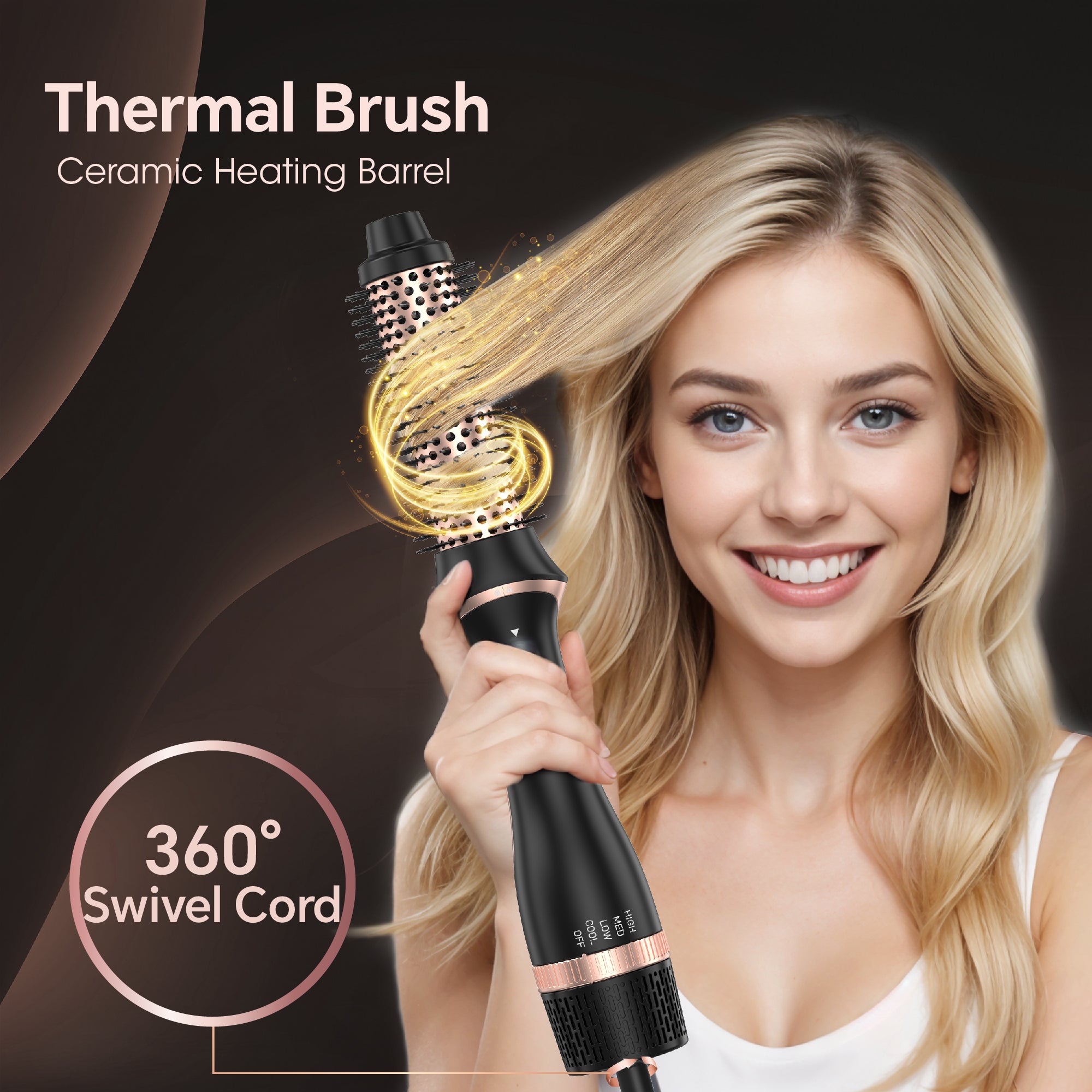 NICEBAY Hair Dryer Brush, Black Blow Dryer Brush, Curly, Dry, Oval Hot Air Brush
