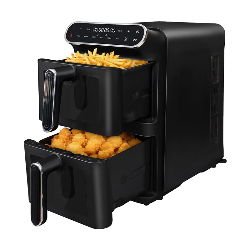 WHALL Dual Basket Digital Air Fryer Oven with View Windows, 2 Independent 5.5 Qt Baskets, 1650W, New
