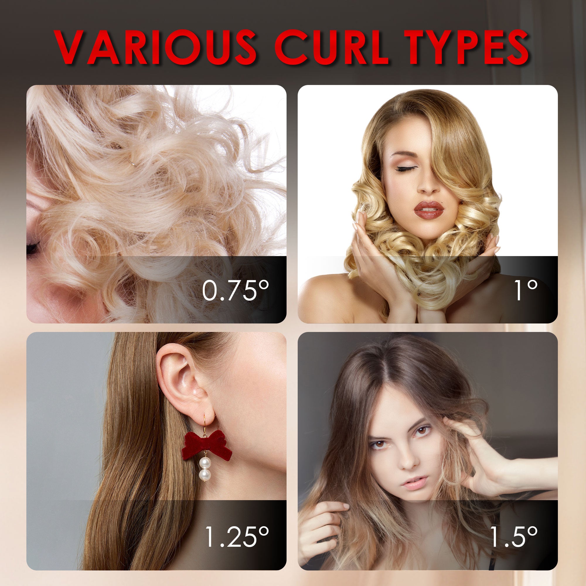 NICEBAY Hair Curling Wand, Curling Iron Professional Ceramic， Hair Curler Wand， Dual Voltage