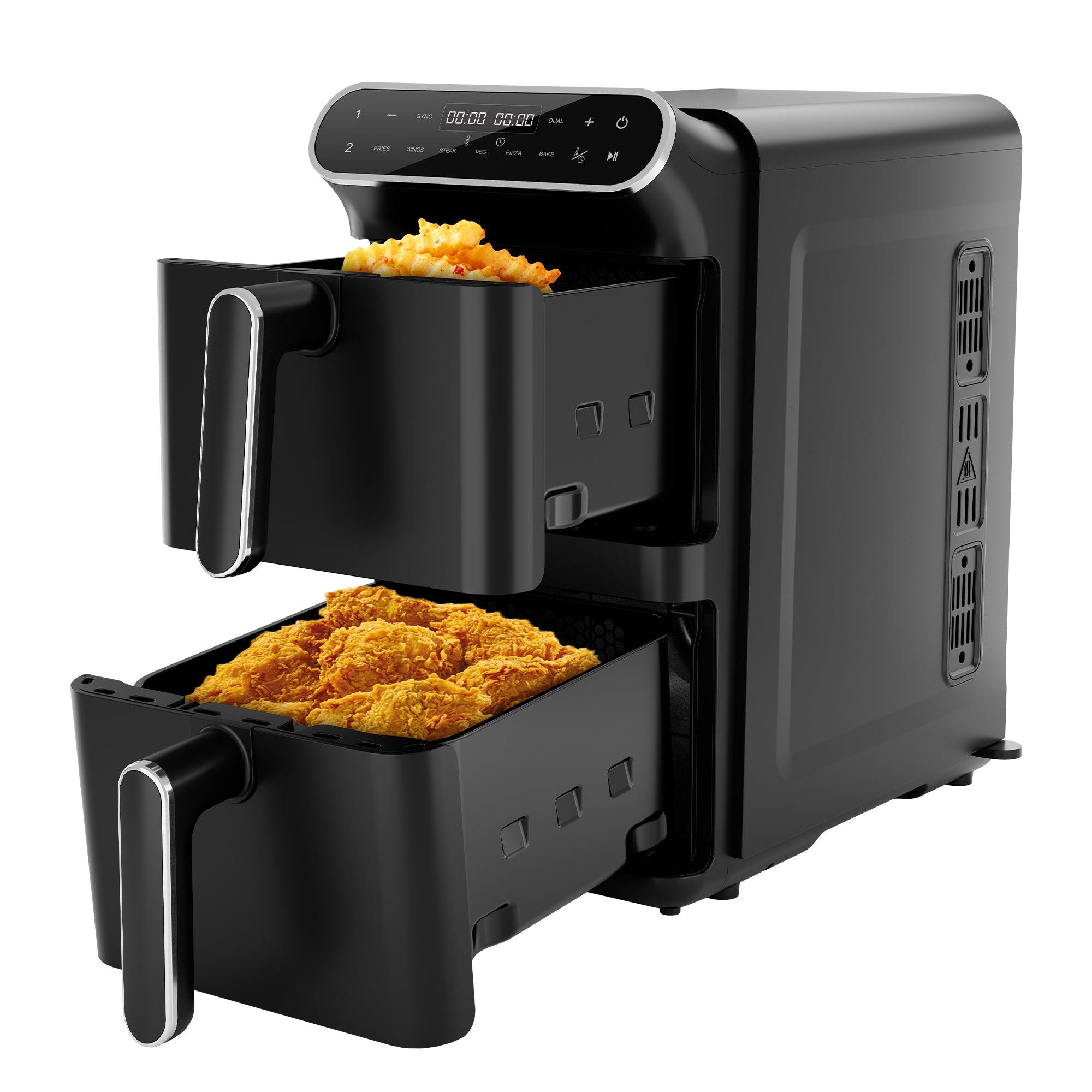 WHALL Dual Basket Digital Air Fryer Oven with View Windows, 2 Independent 5.5 Qt Baskets, 1650W, New
