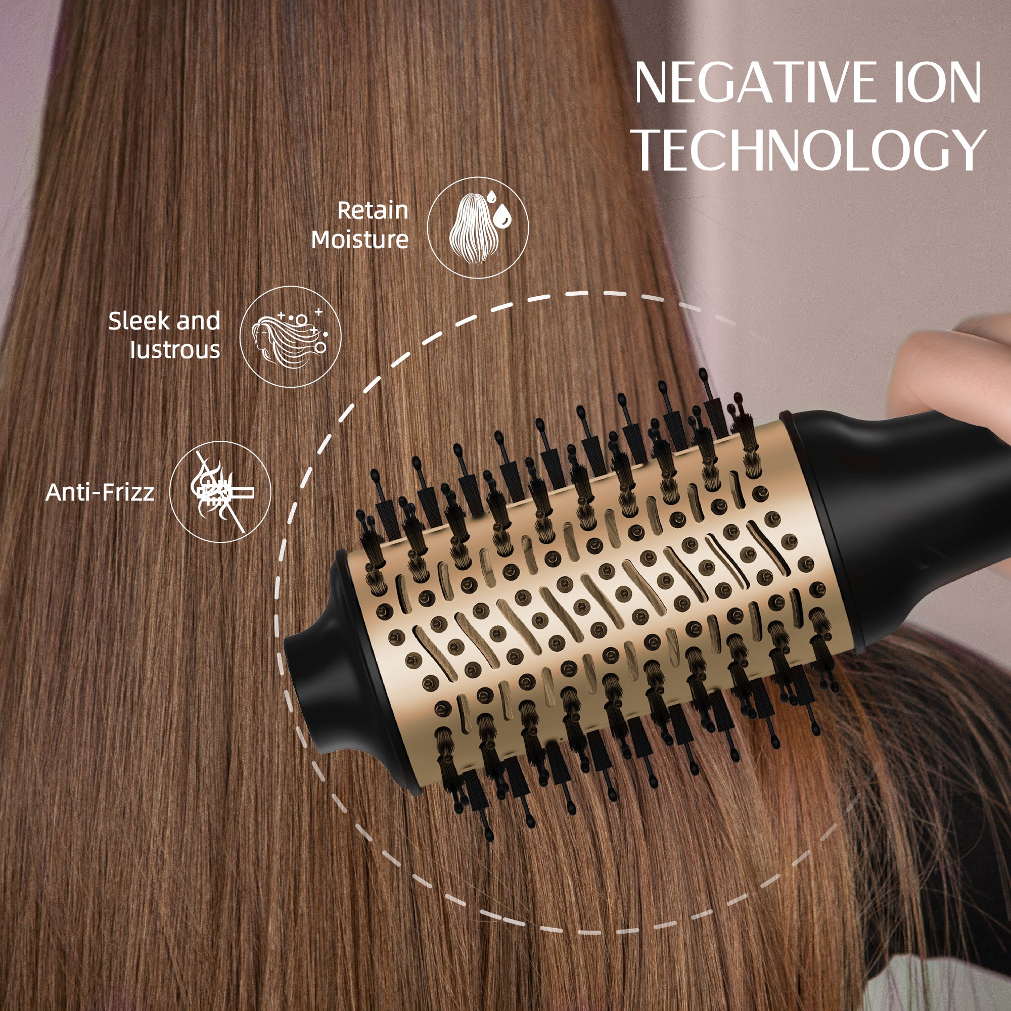 NICEBAY Hair Dryer Brush Blow Dryer Brush in One, Hot Hair Brush Styler Volumizer Oval Titanium Barrel, Hot Air Straightener for Smooth Frizz-Free