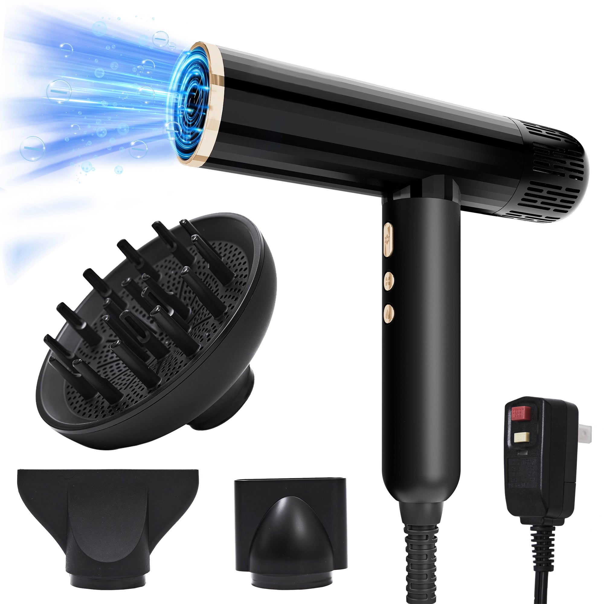 NICEBAY Hair Dryer, Black Blow Dryer, 110000RPM High Speed Hair Dryer, Hair Dryers for Women, Professional Hair Blow Dryer, Hair Dryer with Diffuser