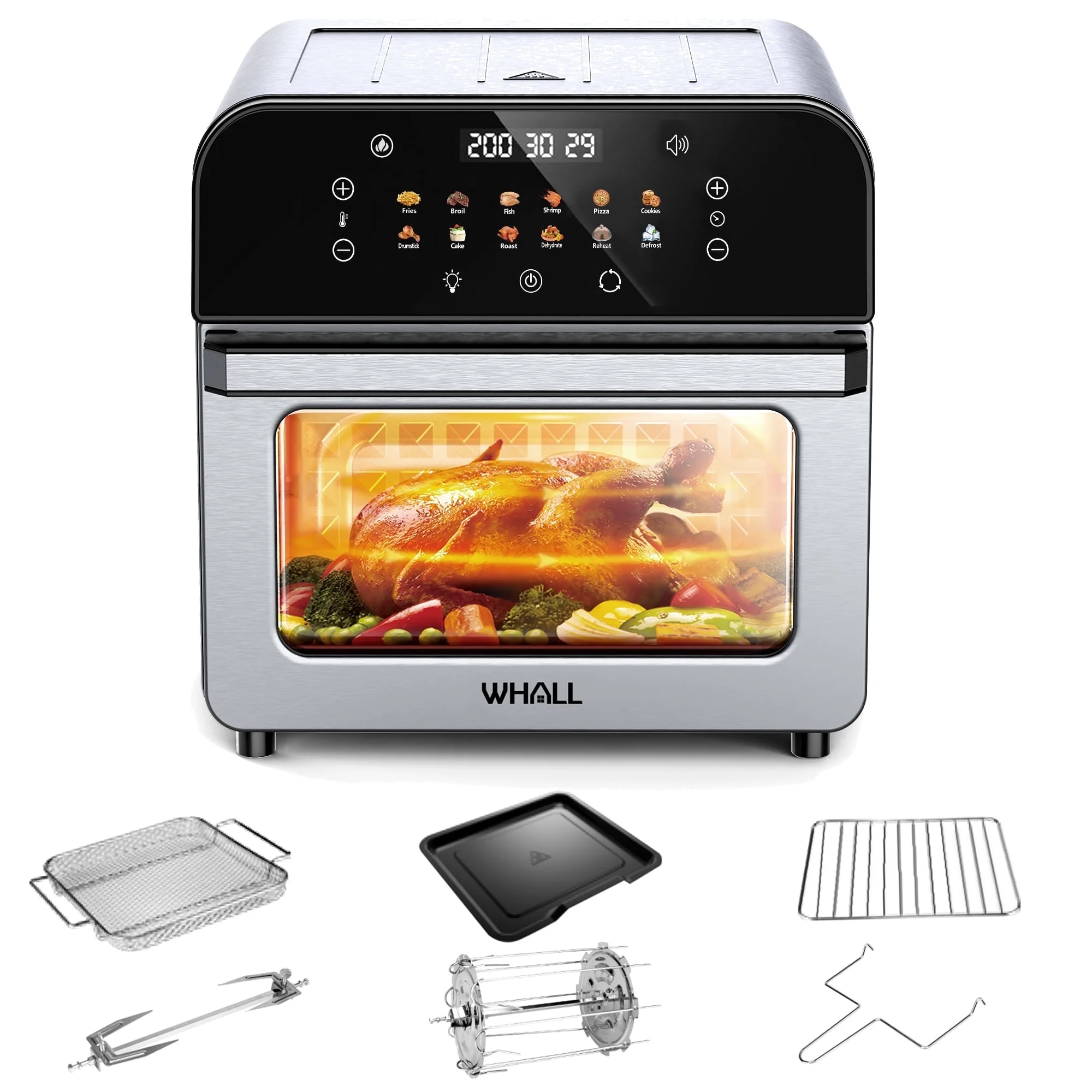 WHALL 12QT Touchscreen Air Fryer Oven with 12 Pre-set Cooking Menus, Clear Viewing Window, Up to 95% Less Oil for Healthier, Convenient Meals