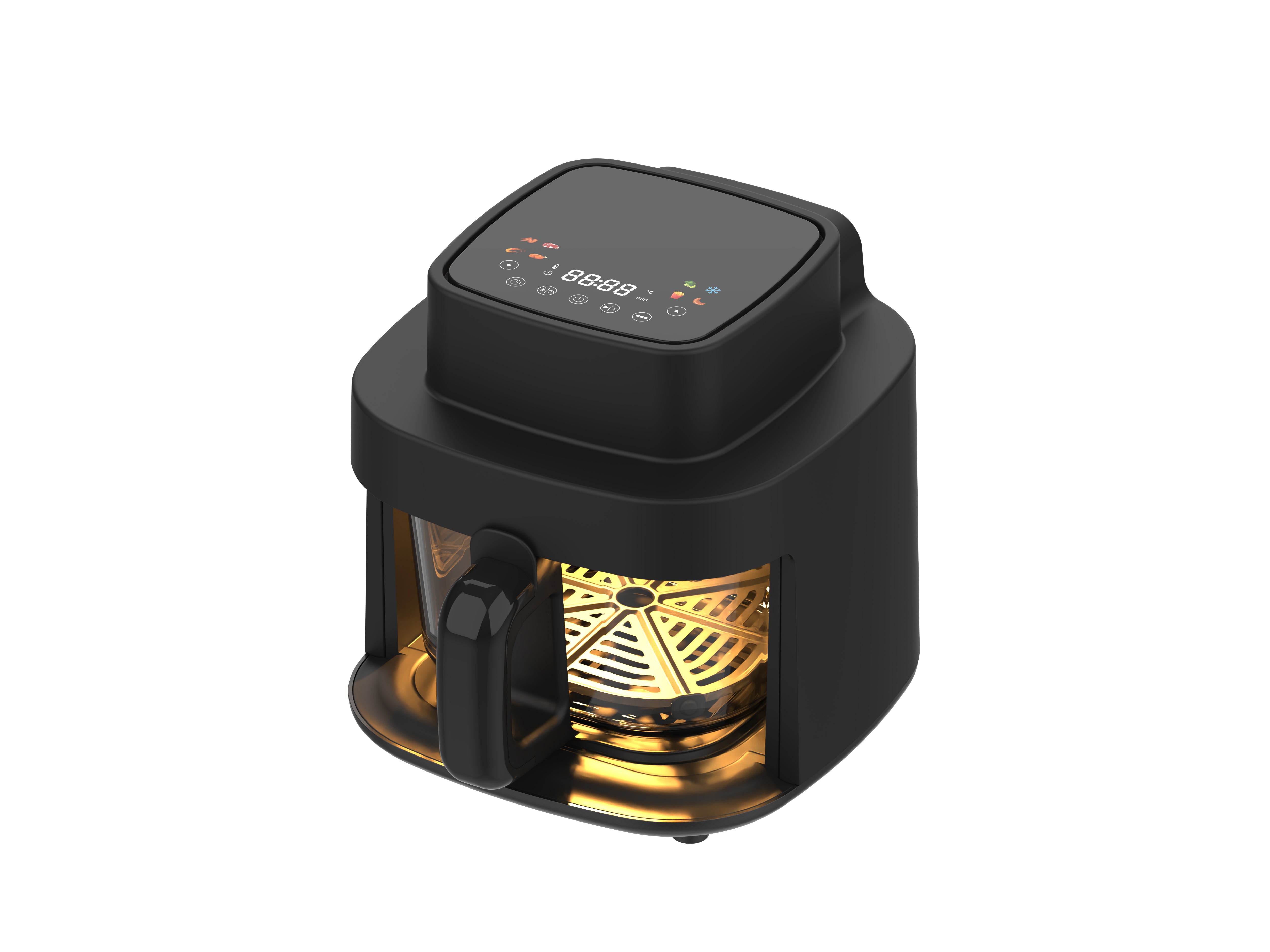 WHALLSE 5Qt Glass Air Fryer, Clear Basket Air fryer,Adjustable Temperature&Timer