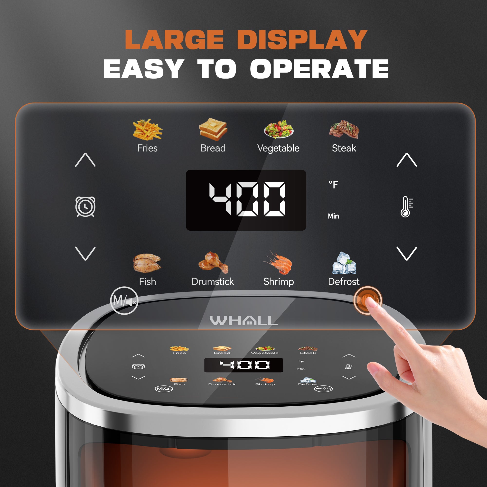 WHALL Air Fryer, Roast, Bake, Air Fry, Roast, Broil, Reheats, & Dehydrates, 4-in-1, Fries,  Less Oil, Easy Meals, 4 QT